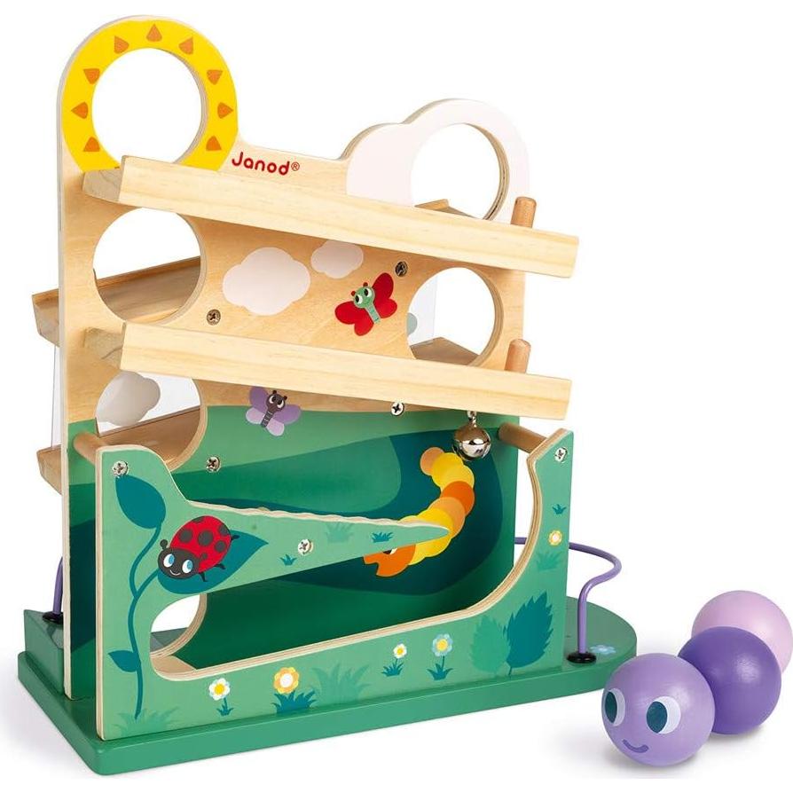 Pista de Bolas de Madera Janod - Oruga - 29 x 12 x 30 cm