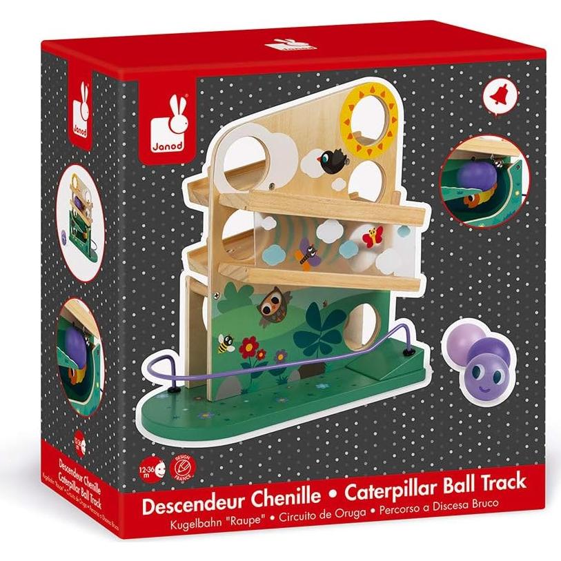 Pista de Bolas de Madera Janod - Oruga - 29 x 12 x 30 cm