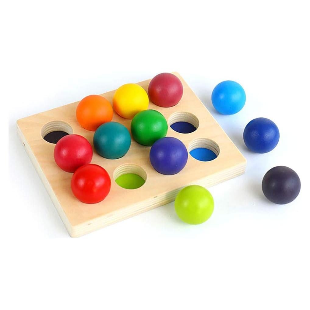 Bolas de Madera Arcoíris MODERNGENIC 12 Piezas Montessori