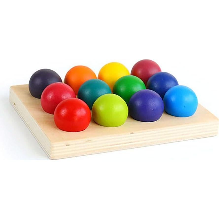 Bolas de Madera Arcoíris MODERNGENIC 12 Piezas Montessori