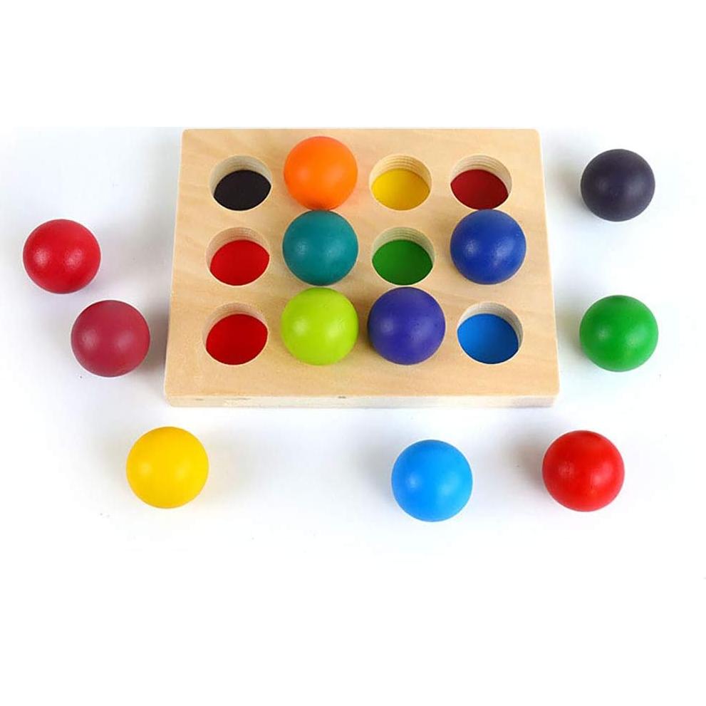 Bolas de Madera Arcoíris MODERNGENIC 12 Piezas Montessori