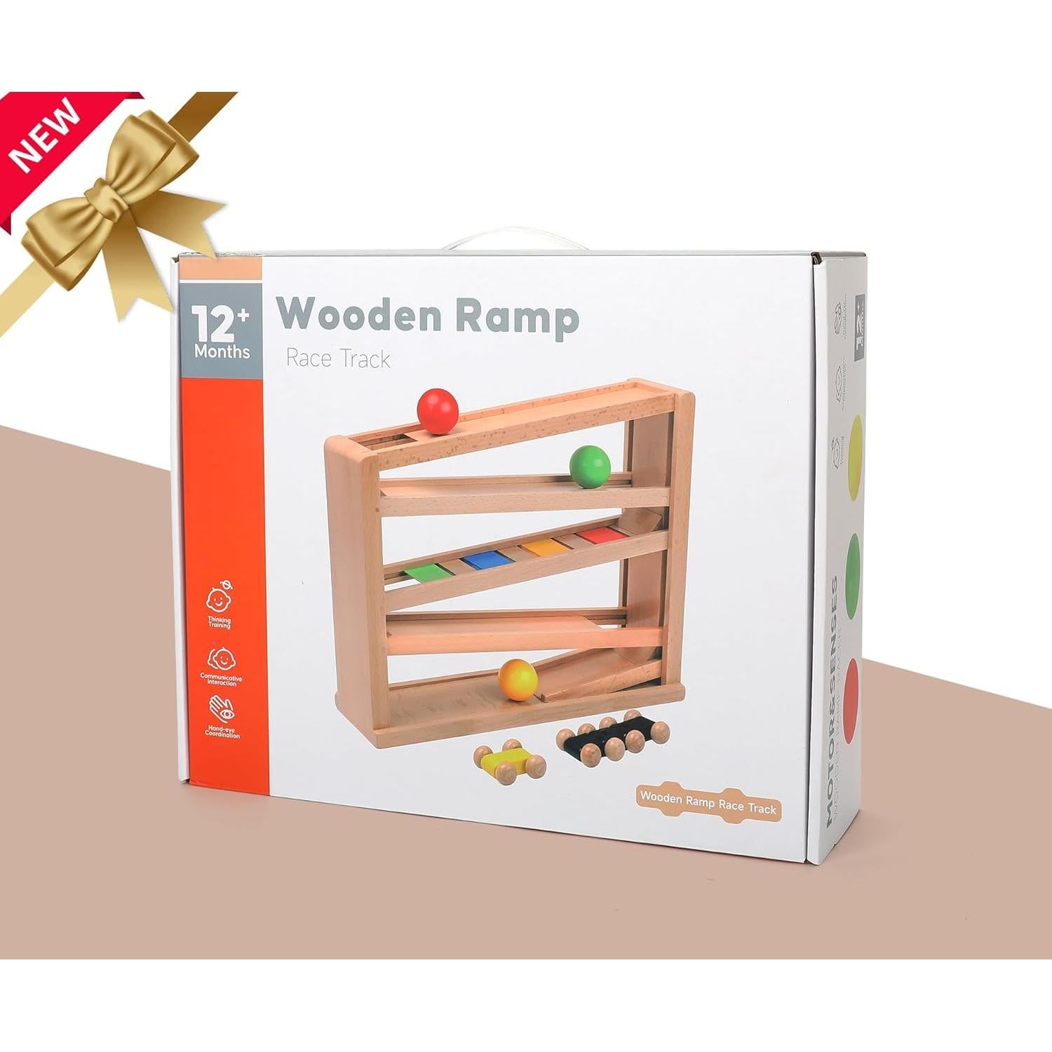 Pista de Carreras de Madera Timfuis con 3 Coches y 2 Pelotas