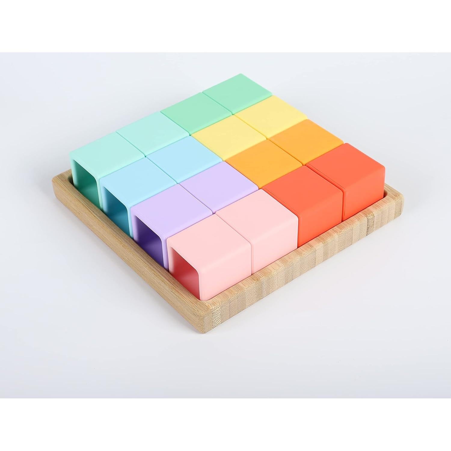 Bloques de Silicona Arcoiris Blue Ginkgo 16 Piezas Pastel