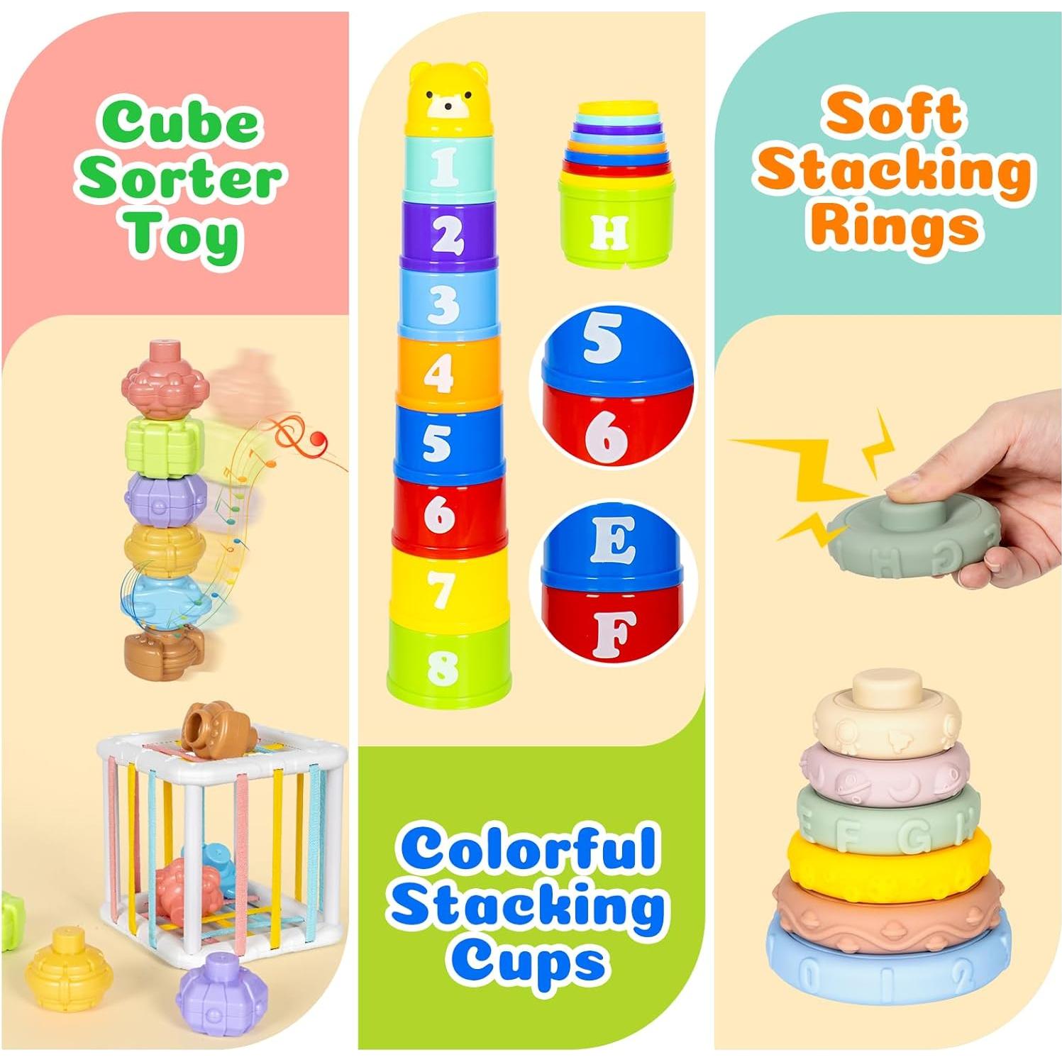 Juguetes Montessori 6 en 1 GJOF2YK para Bebés 0-18 Meses