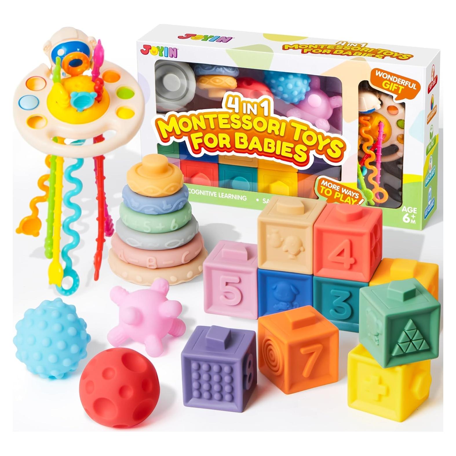 Juguetes Montessori Joyin - Set 10 Bloques y 6 Anillos Apilables