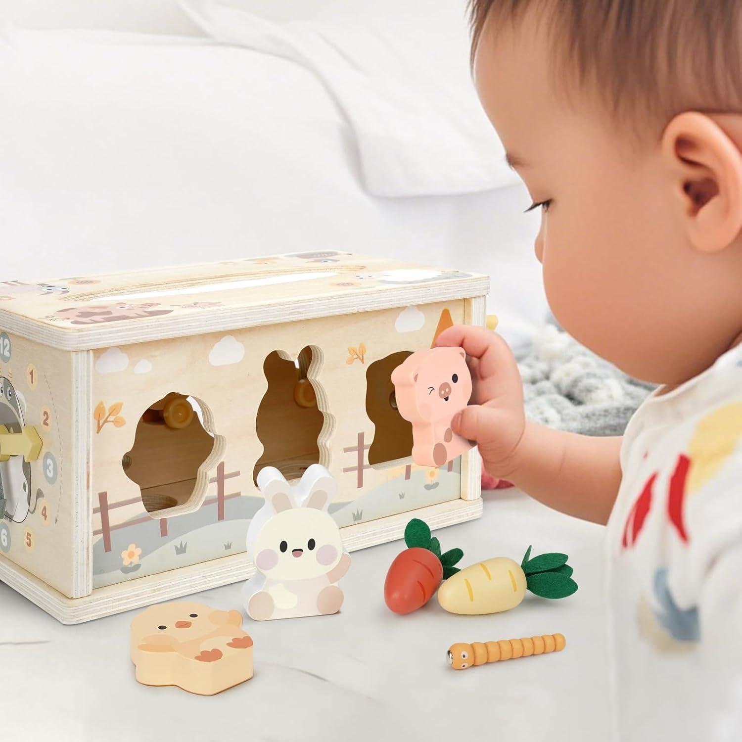 Caja de Tejidos Sensorial DINORUN para Bebés 18 Meses