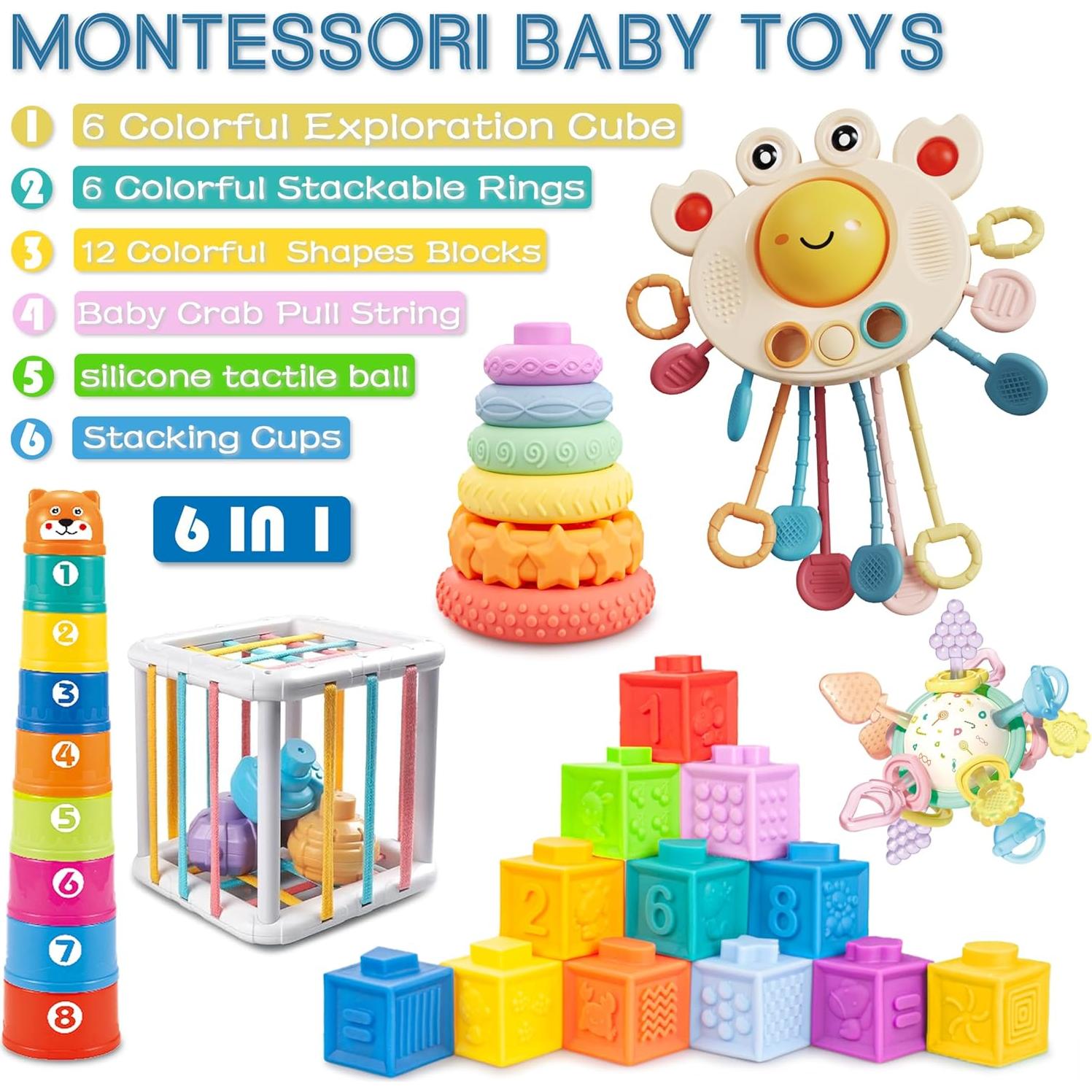 Juguetes Montessori 6 en 1 FENG LING para Bebés 6-12 Meses