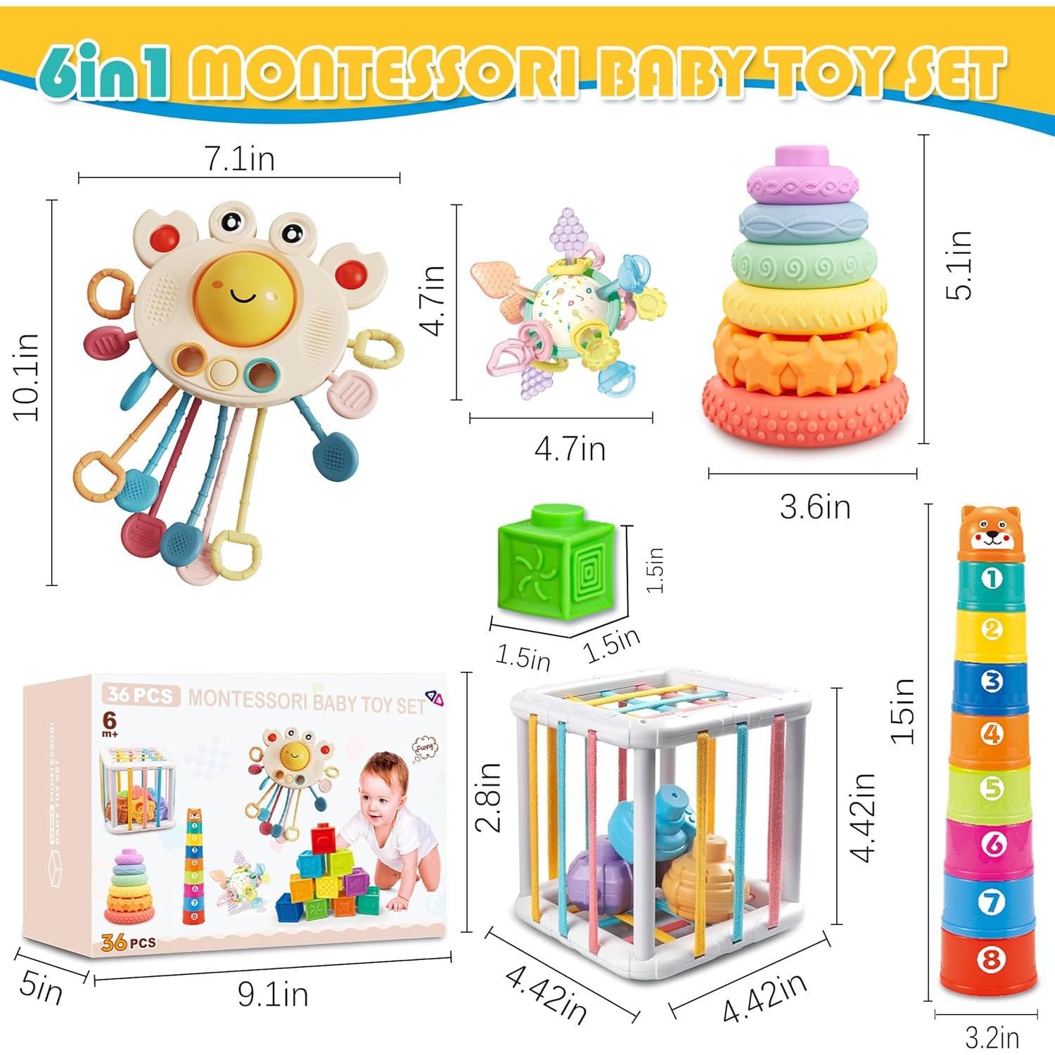 Juguetes Montessori 6 en 1 FENG LING para Bebés 6-12 Meses