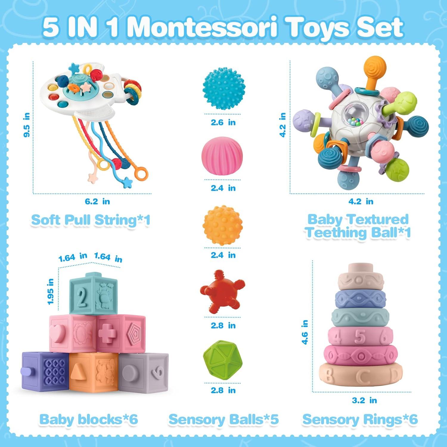 Juguetes Montessori para Bebés SpringFlower 5 en 1 0-12 Meses