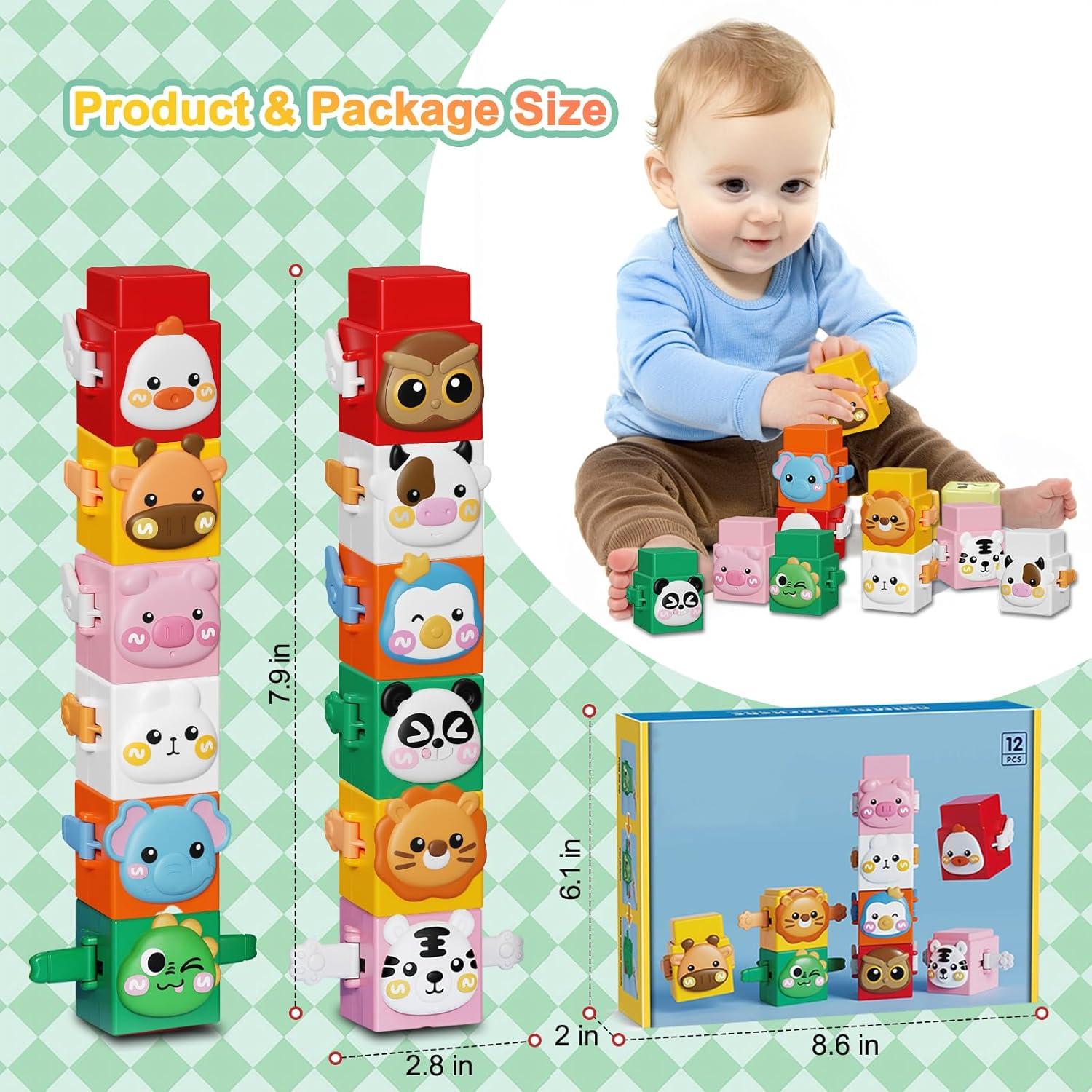 Juego de 12 Juguetes Apilables Animales BLNOS 1-4 Años