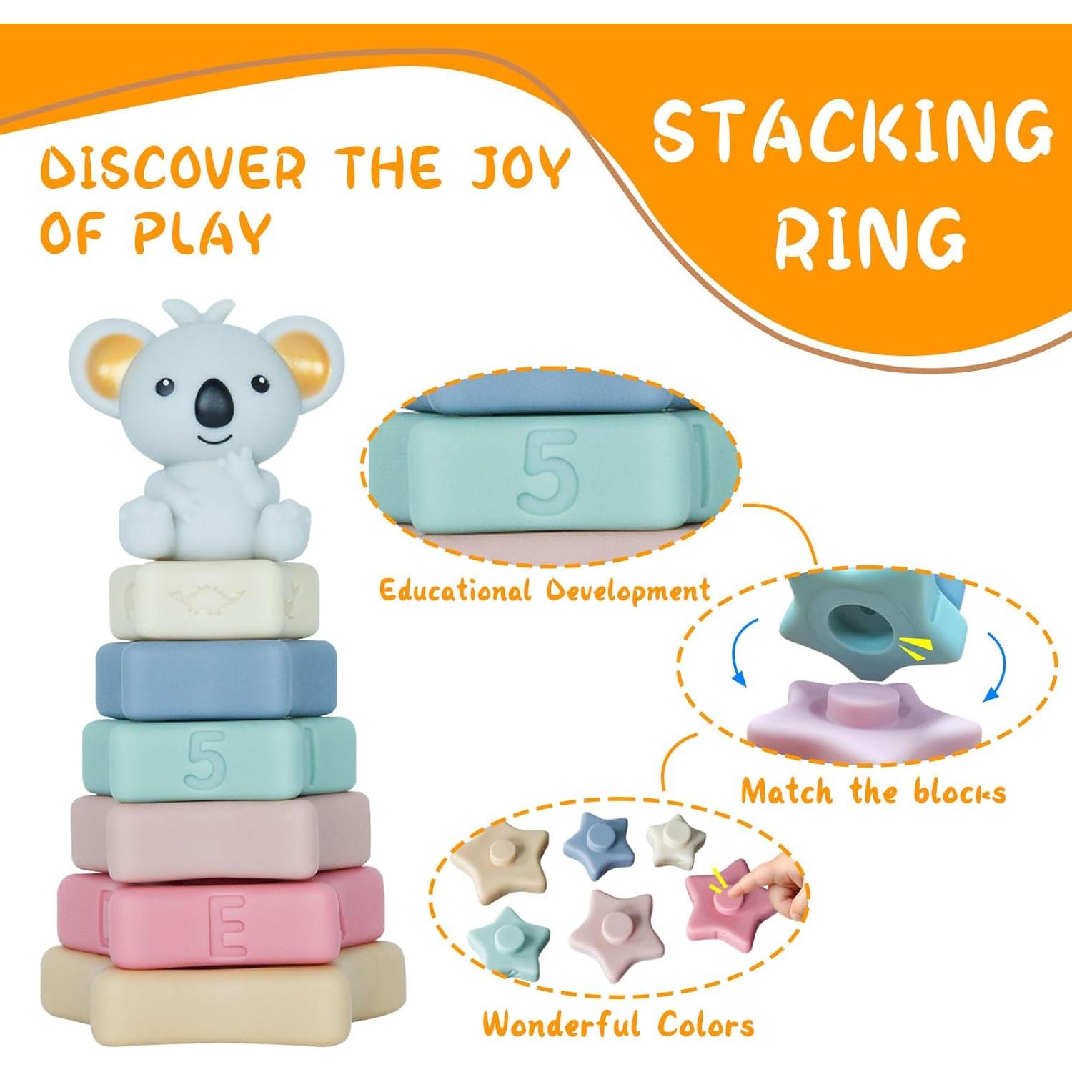 Conjunto de Juguetes Montessori 6 en 1 para Bebés 0-24 Meses