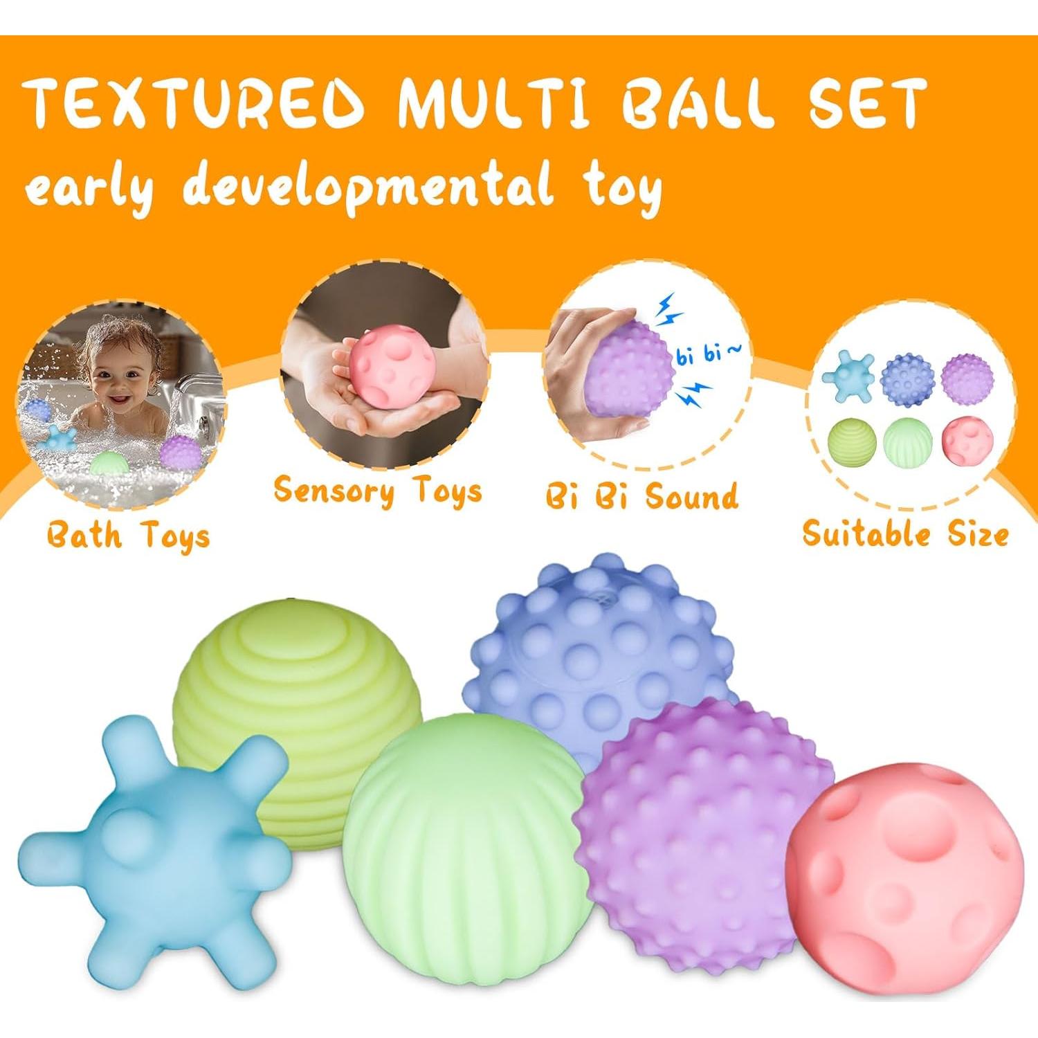 Conjunto de Juguetes Montessori 6 en 1 para Bebés 0-24 Meses