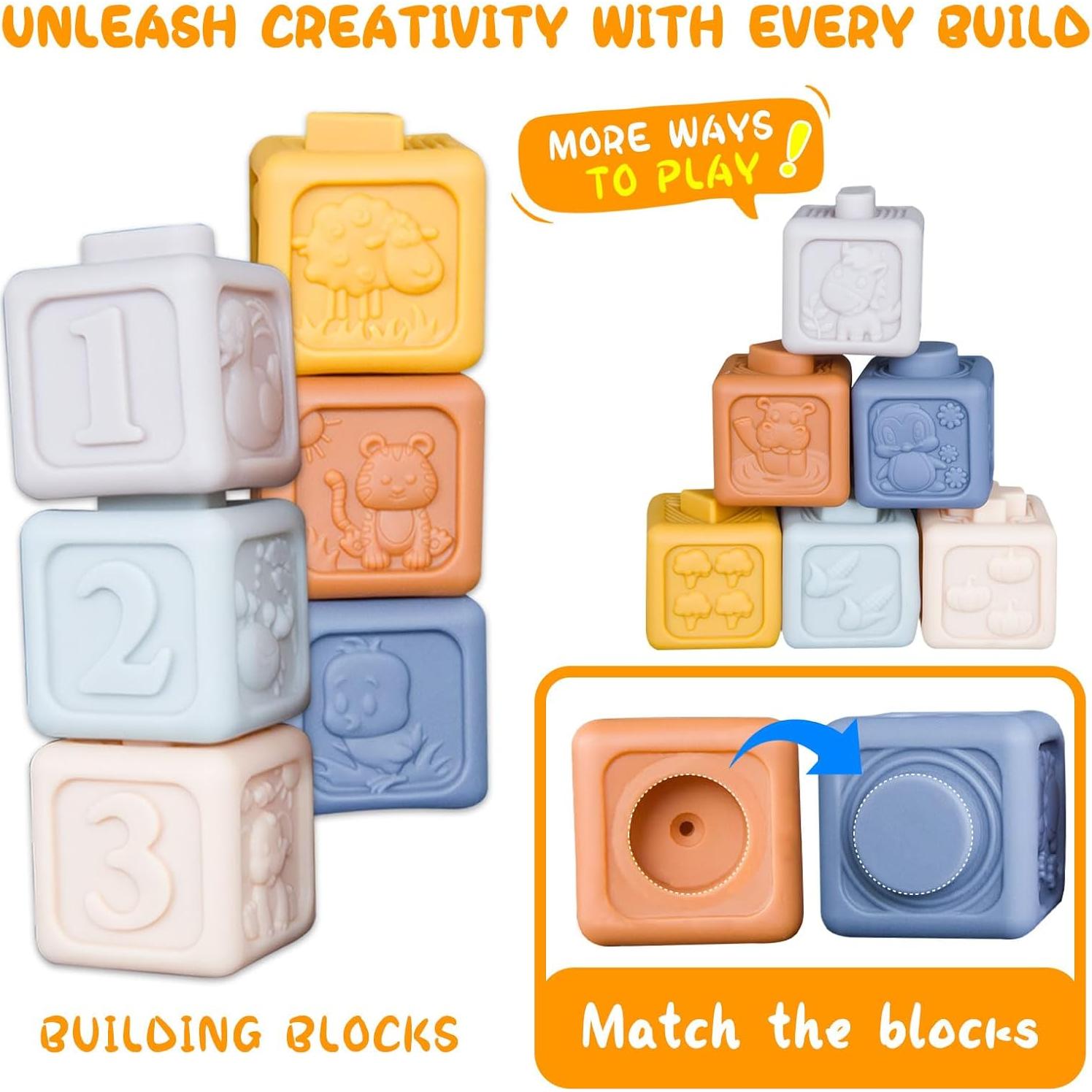 Conjunto de Juguetes Montessori 6 en 1 para Bebés 0-24 Meses