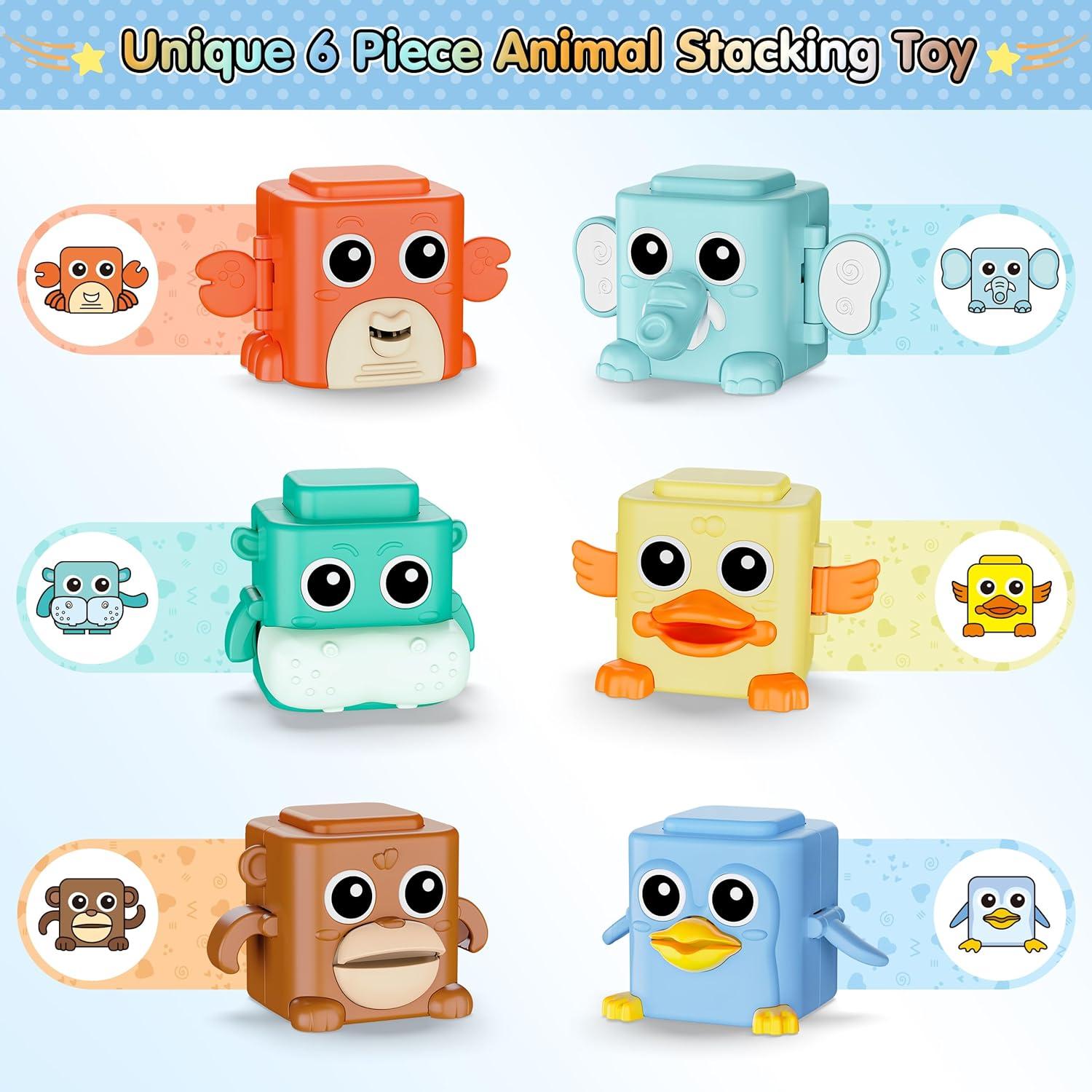 Juego de Juguetes Apilables BASUN 6 en 1 para Bebés 18+ Meses