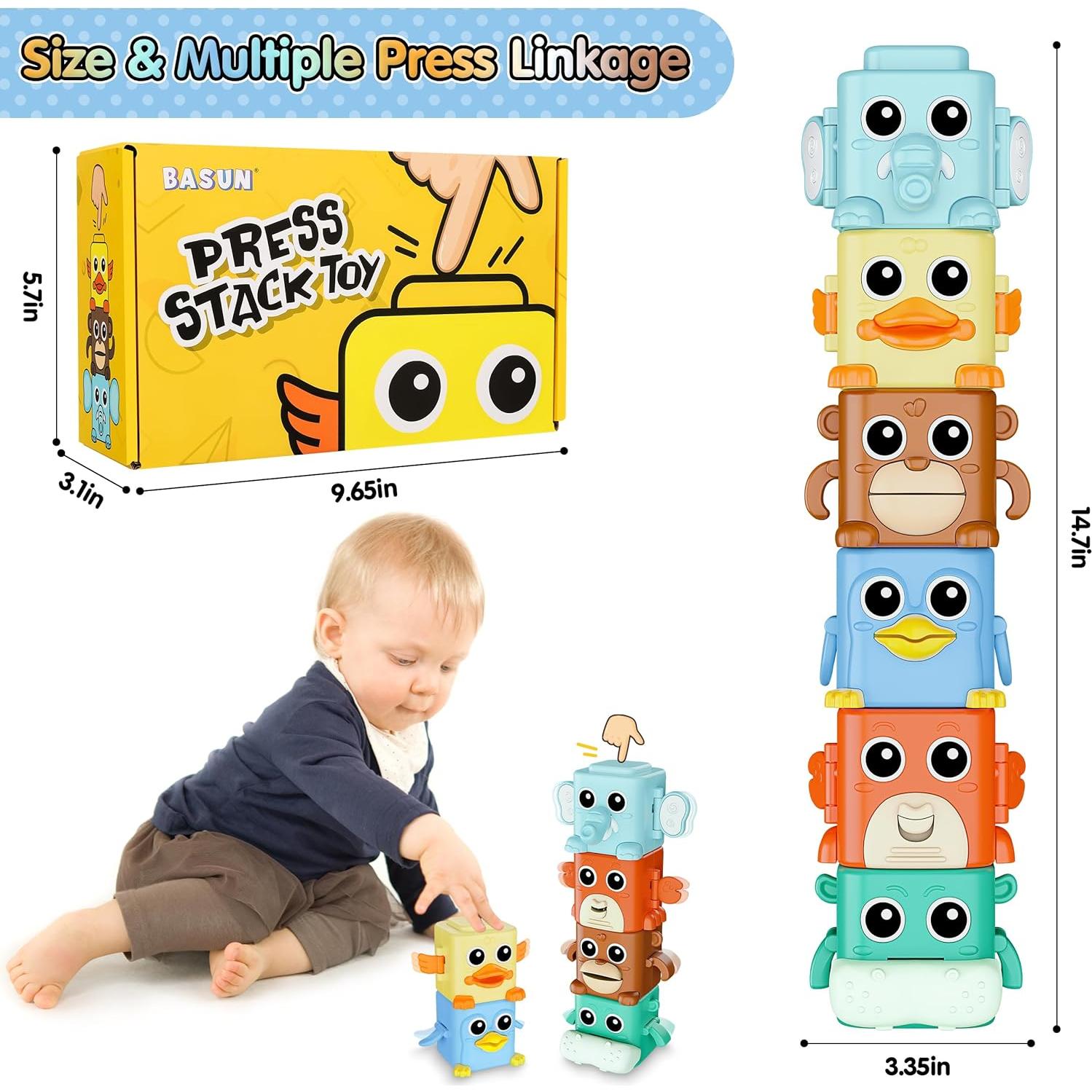 Juego de Juguetes Apilables BASUN 6 en 1 para Bebés 18+ Meses