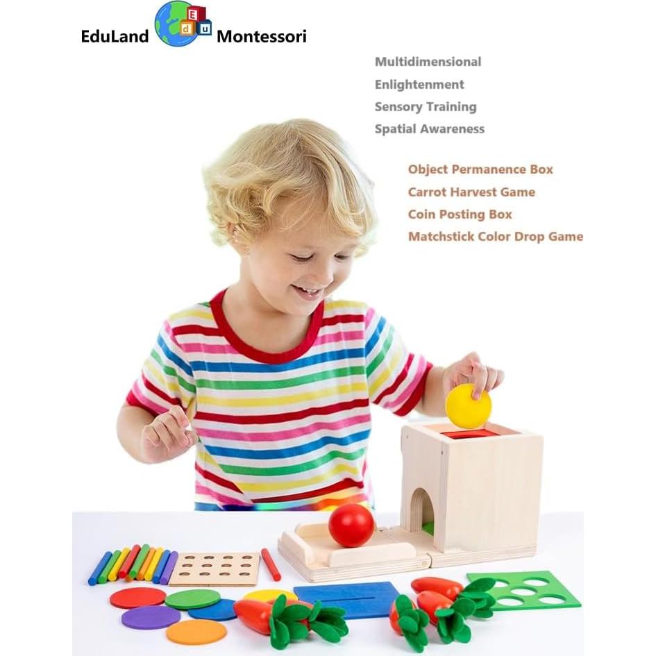 Kit de Bloques de Madera Geométricos EduLand Montessori 4 en 1