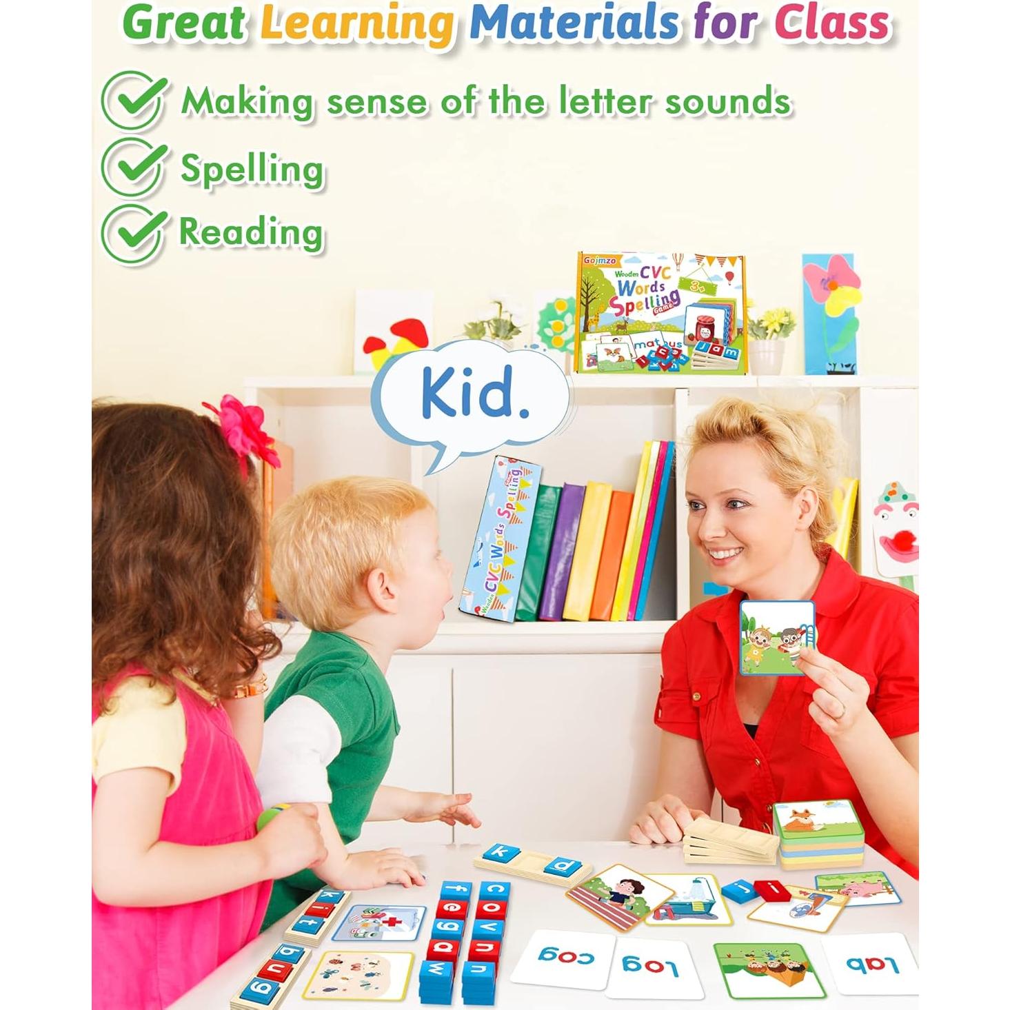 Juego de Ortografía CVC de Madera Gojmzo para Niños 3-6 Años