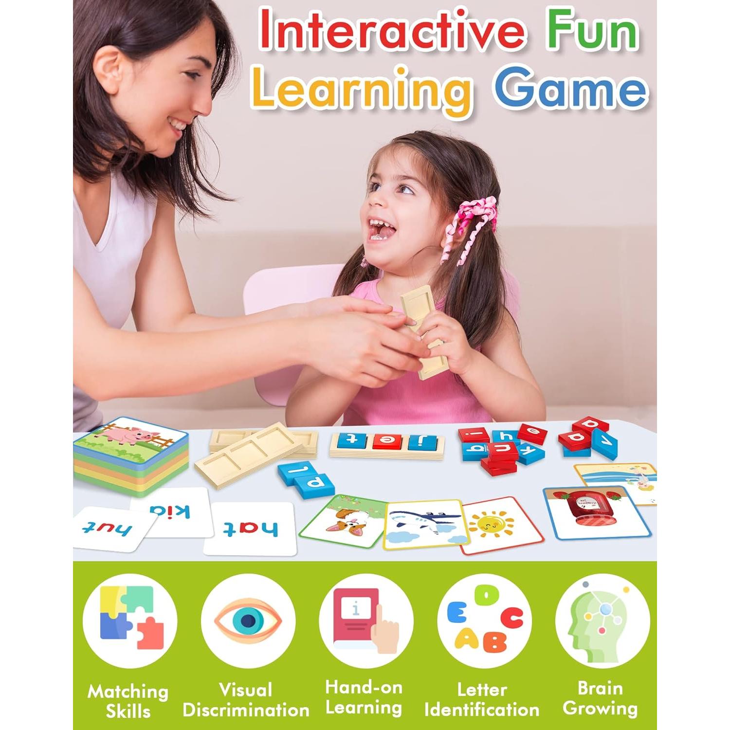 Juego de Ortografía CVC de Madera Gojmzo para Niños 3-6 Años