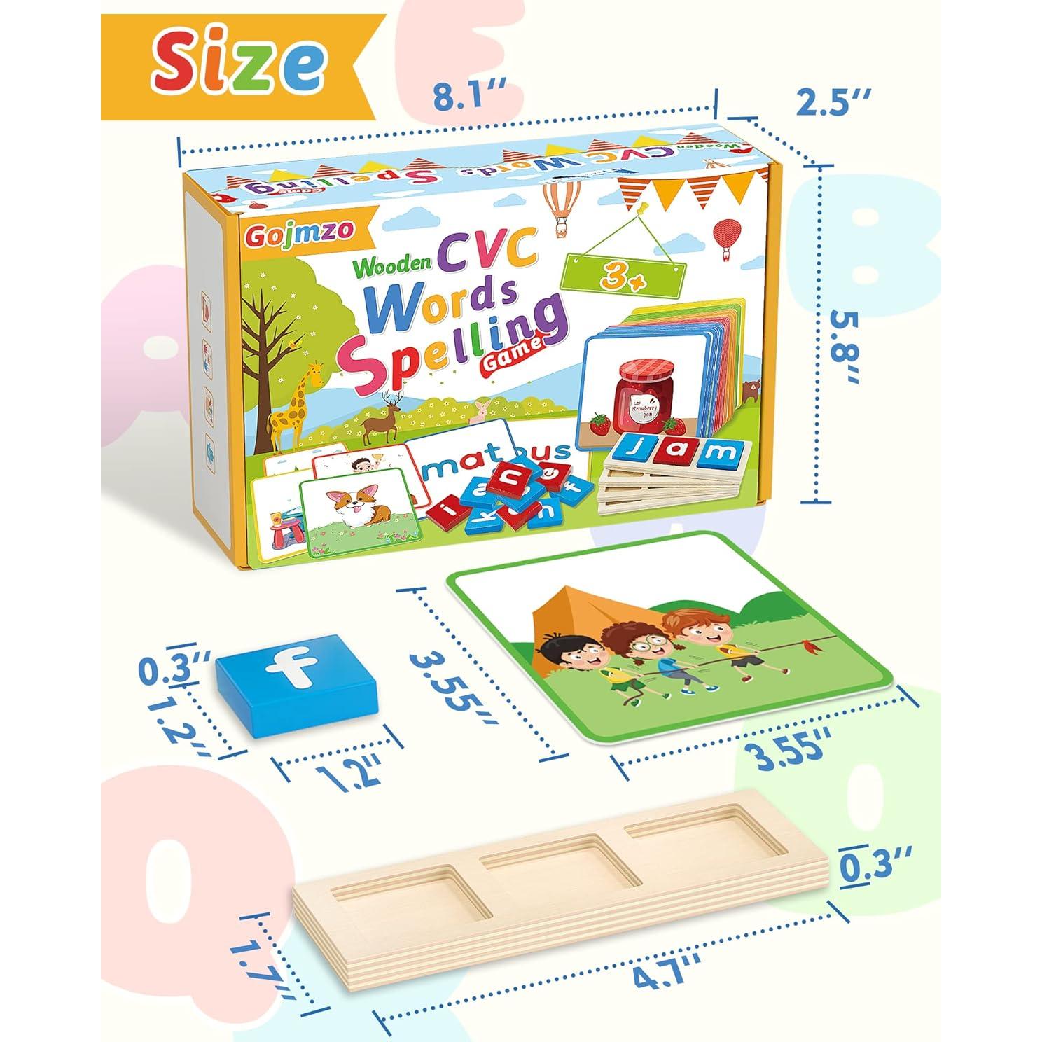 Juego de Ortografía CVC de Madera Gojmzo para Niños 3-6 Años