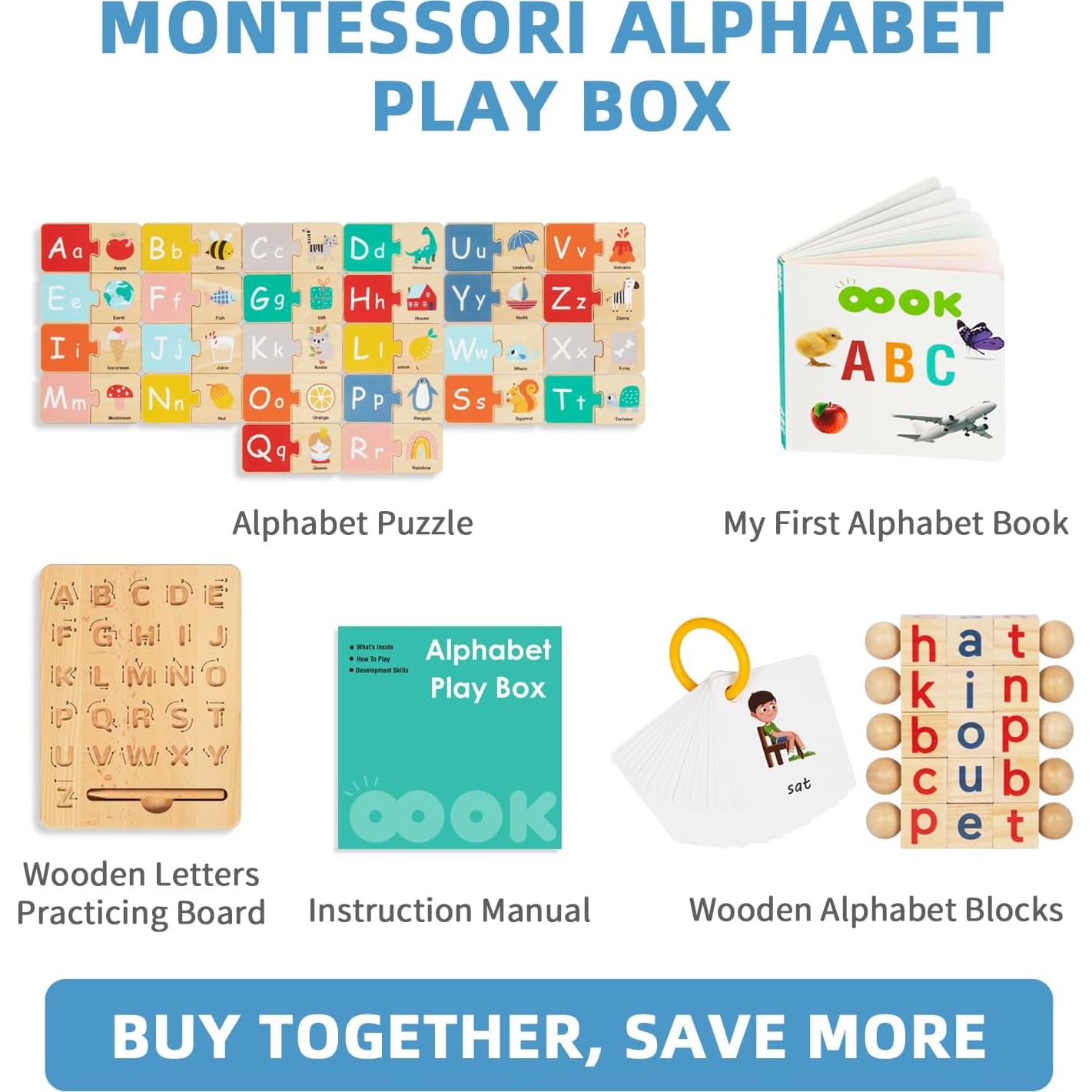 Juego Montessori 4 en 1 OOOK Alfabeto para Niños 3-6 Años