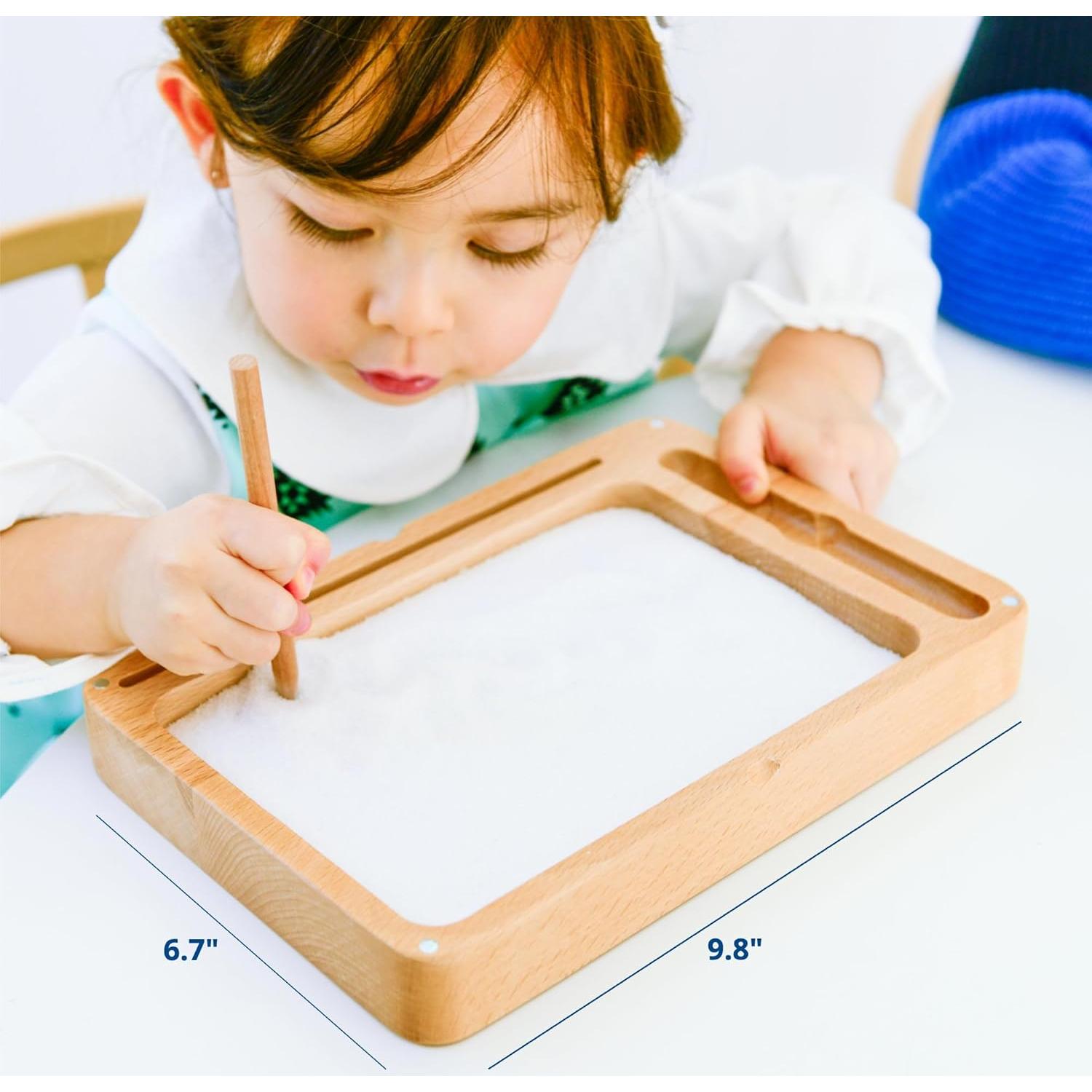 Bandeja de Arena Montessori Blue Ginkgo - Madera Premium 24.9x17cm