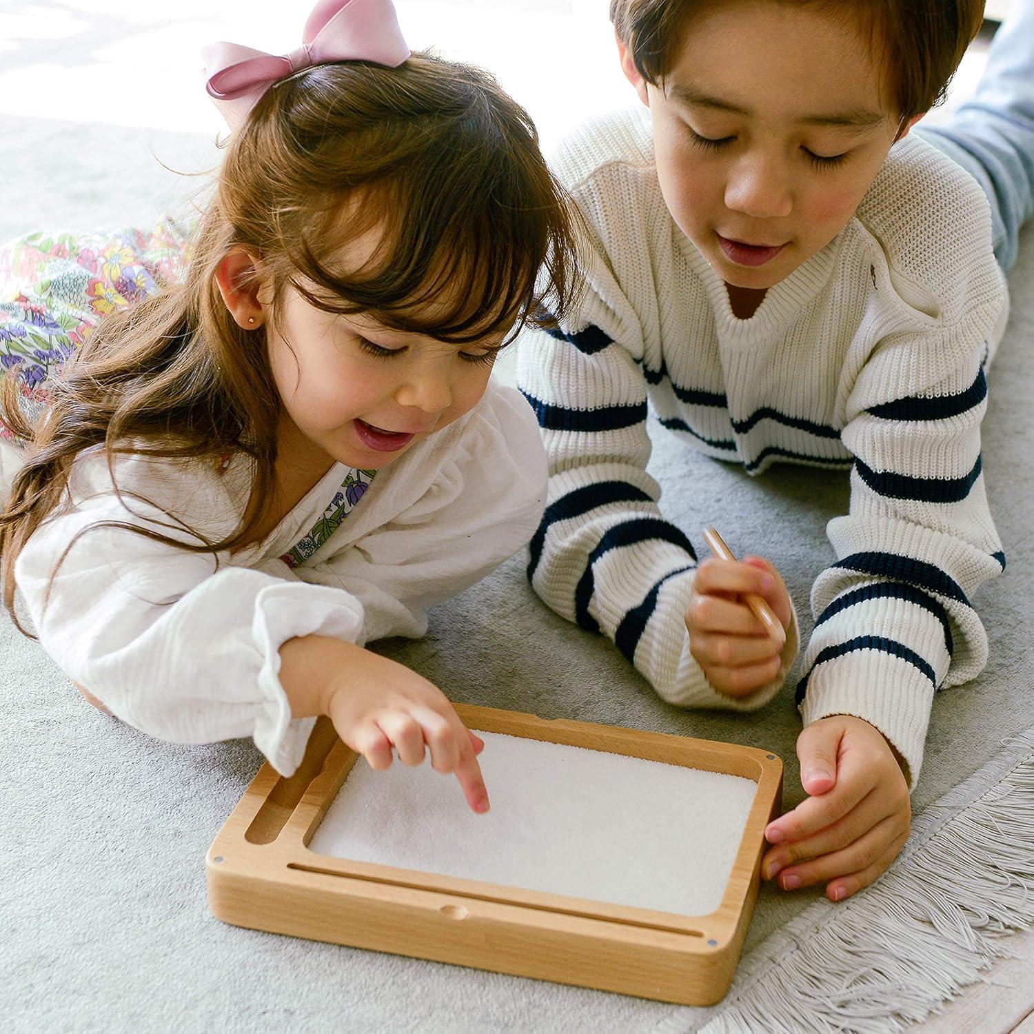 Bandeja de Arena Montessori Blue Ginkgo - Madera Premium 24.9x17cm