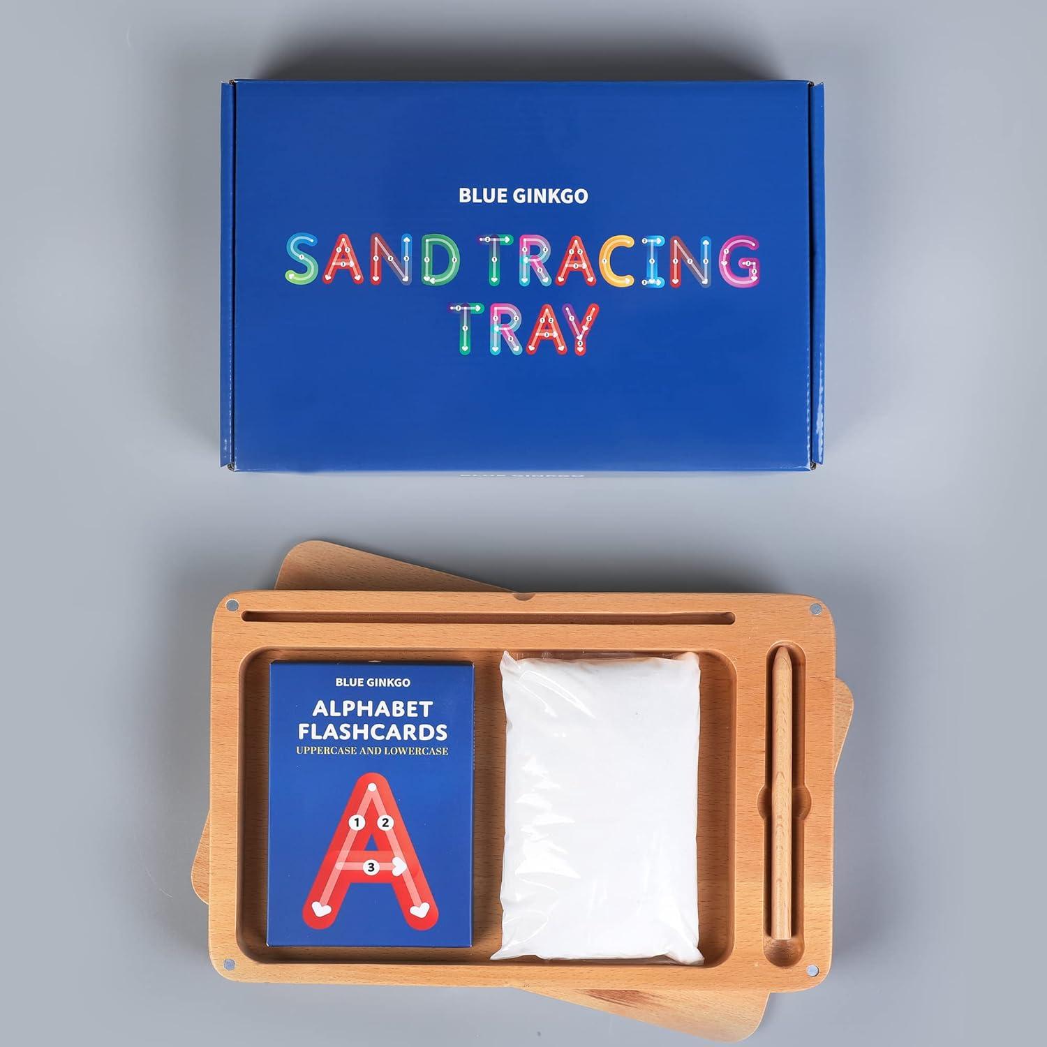Bandeja de Arena Montessori Blue Ginkgo - Madera Premium 24.9x17cm