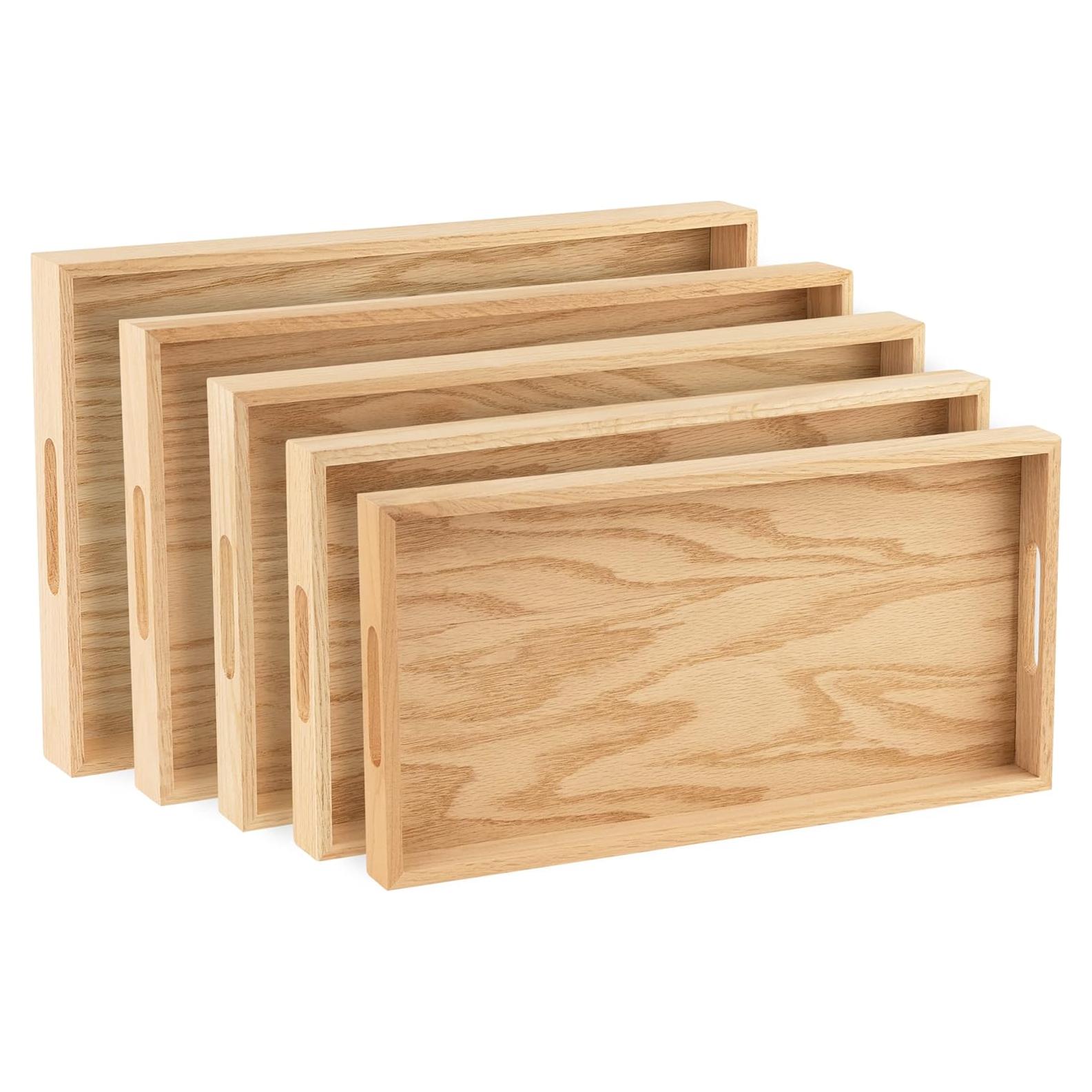 Bandejas de Madera Hammont - Juego de 5 Piezas de Roble