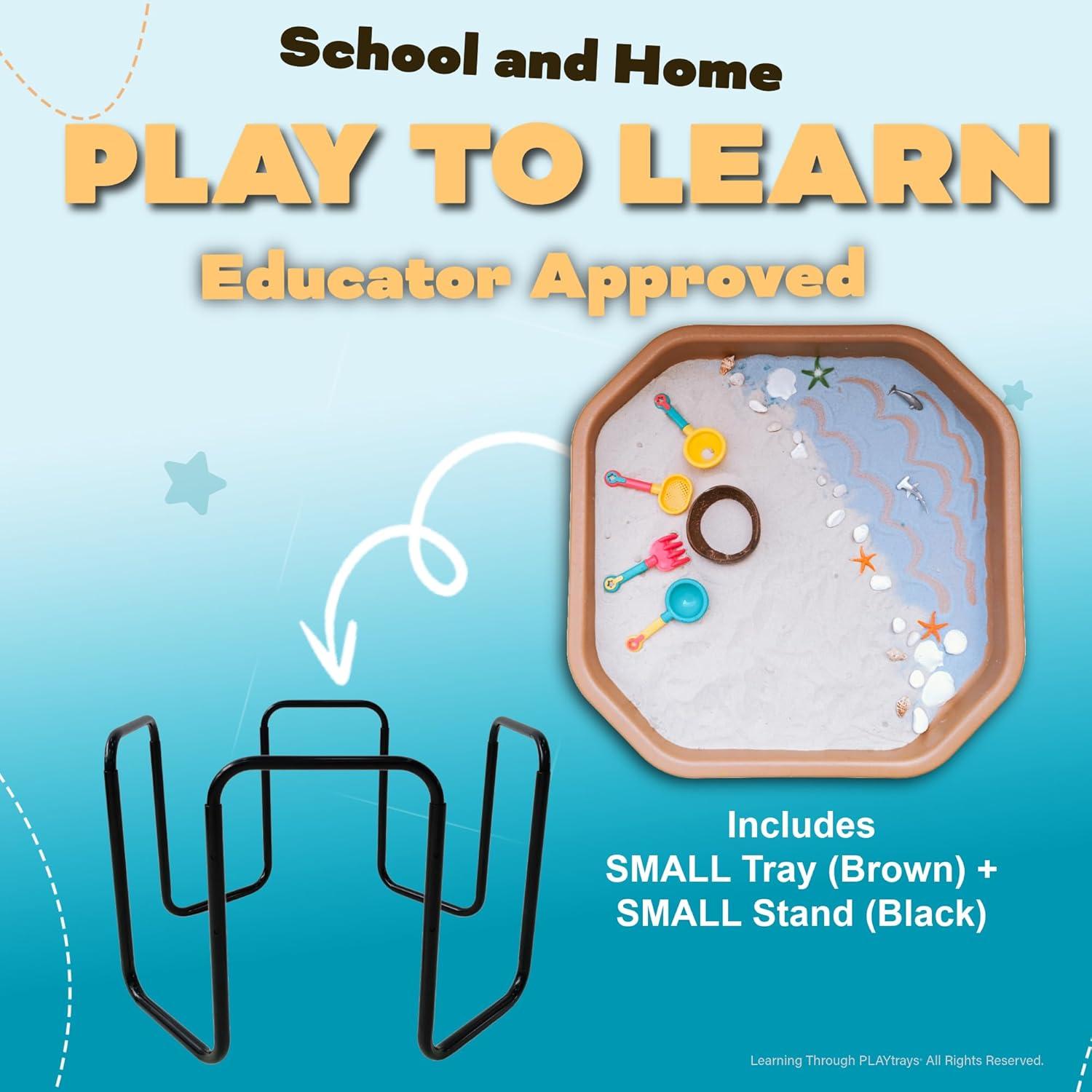 Bandeja Tuff Marrón Pequeña + Soporte Ajustable para Juego Sensorial