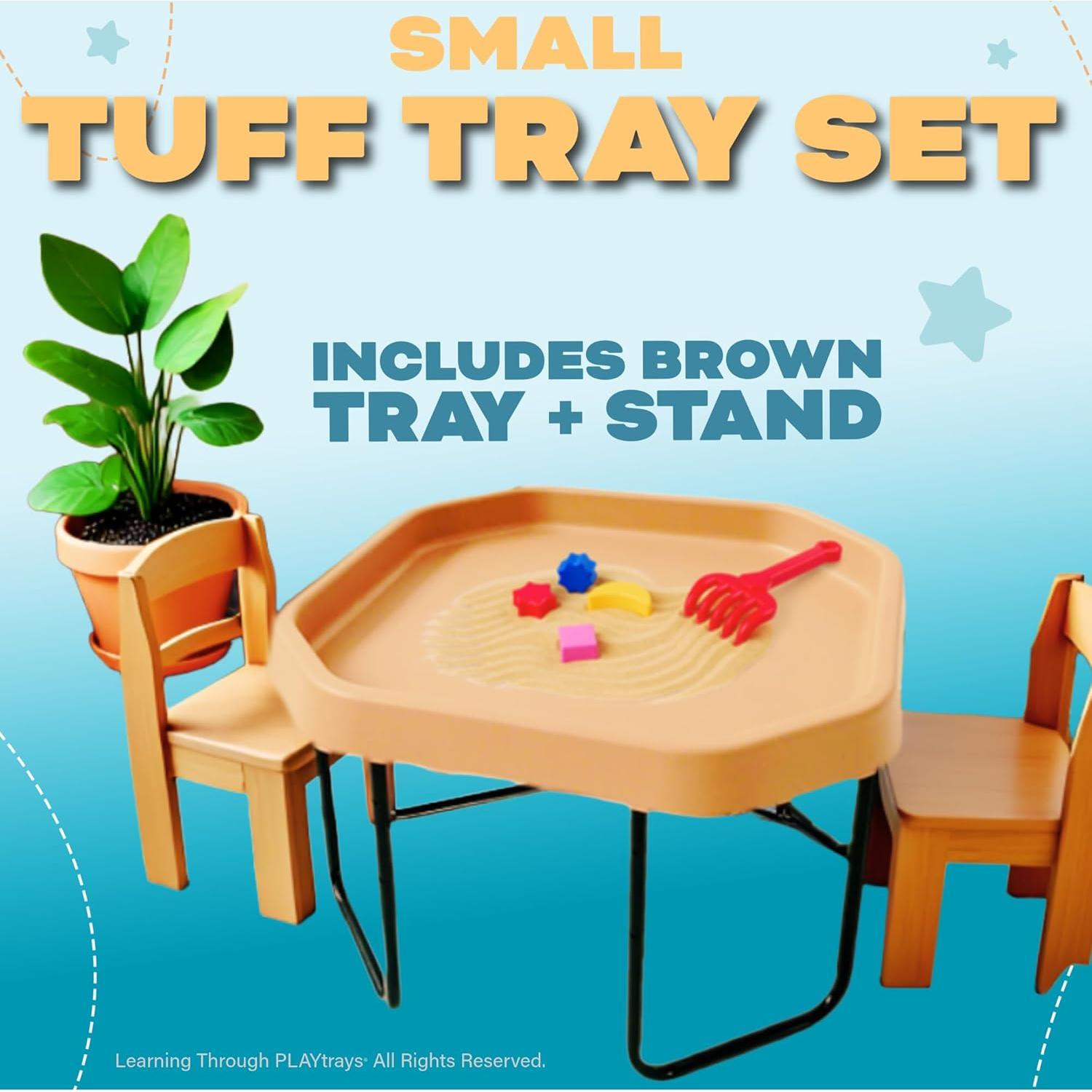 Bandeja Tuff Marrón Pequeña + Soporte Ajustable para Juego Sensorial