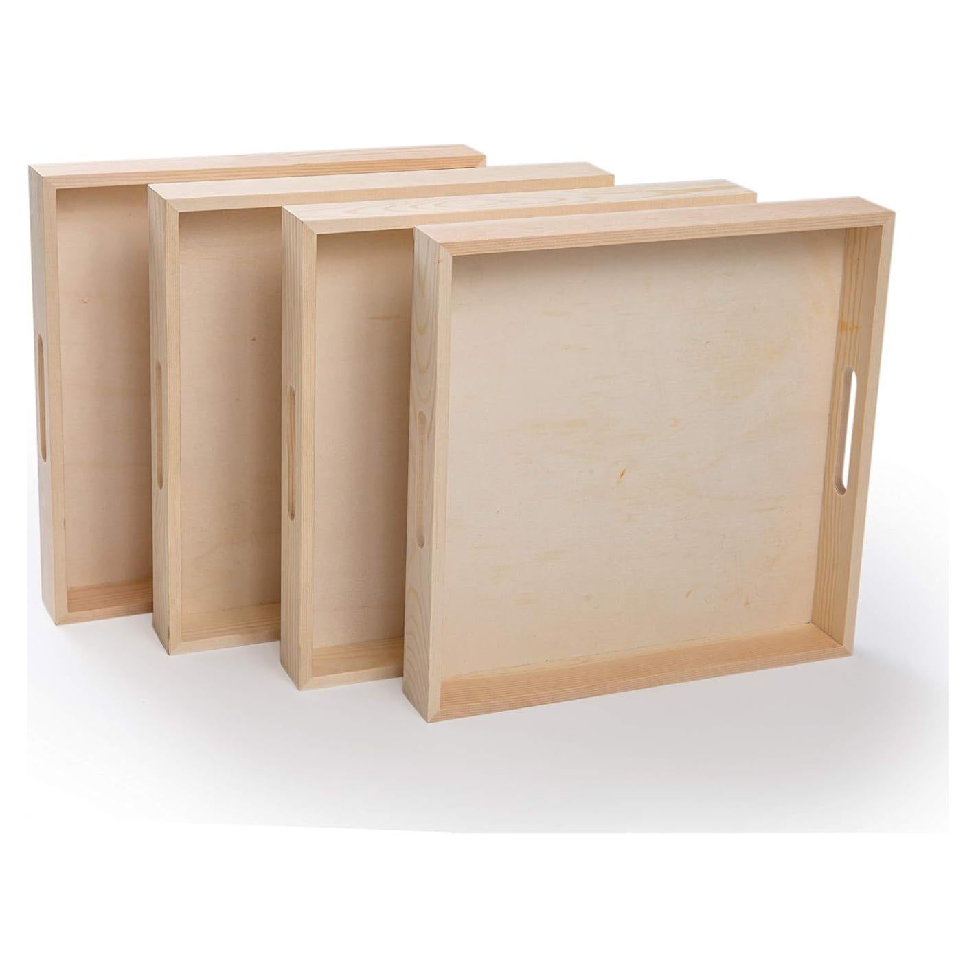 Bandeja de Madera Cuadrada Wooden Living - Paquete de 4