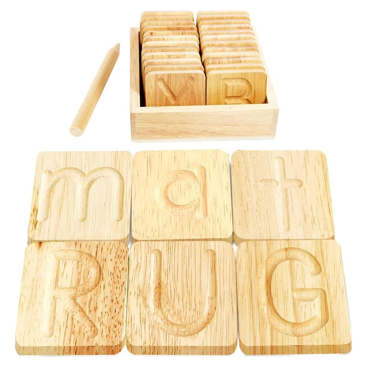 Tablero de Trazado de Letras de Madera Montessori - 26 Fichas