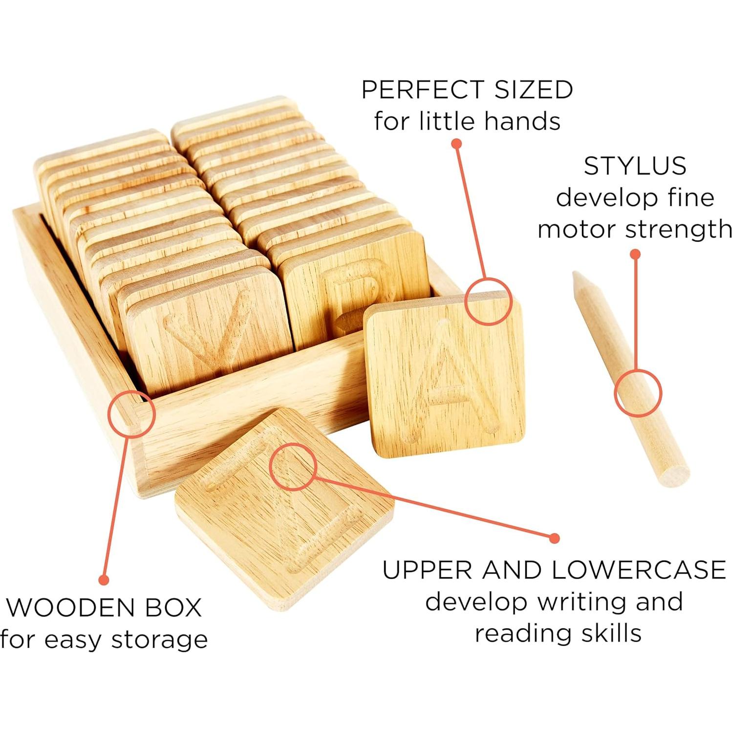 Tablero de Trazado de Letras de Madera Montessori - 26 Fichas