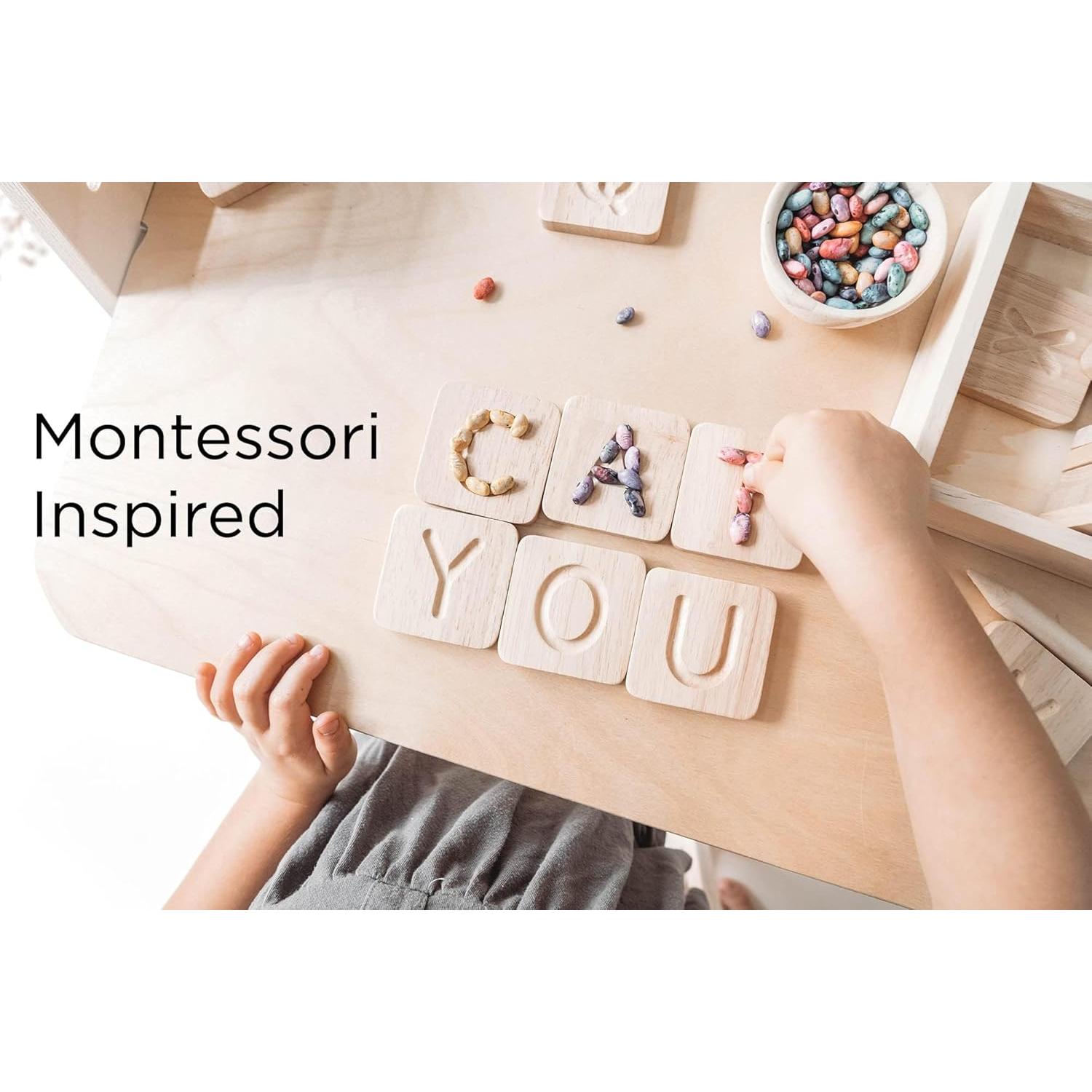 Tablero de Trazado de Letras de Madera Montessori - 26 Fichas