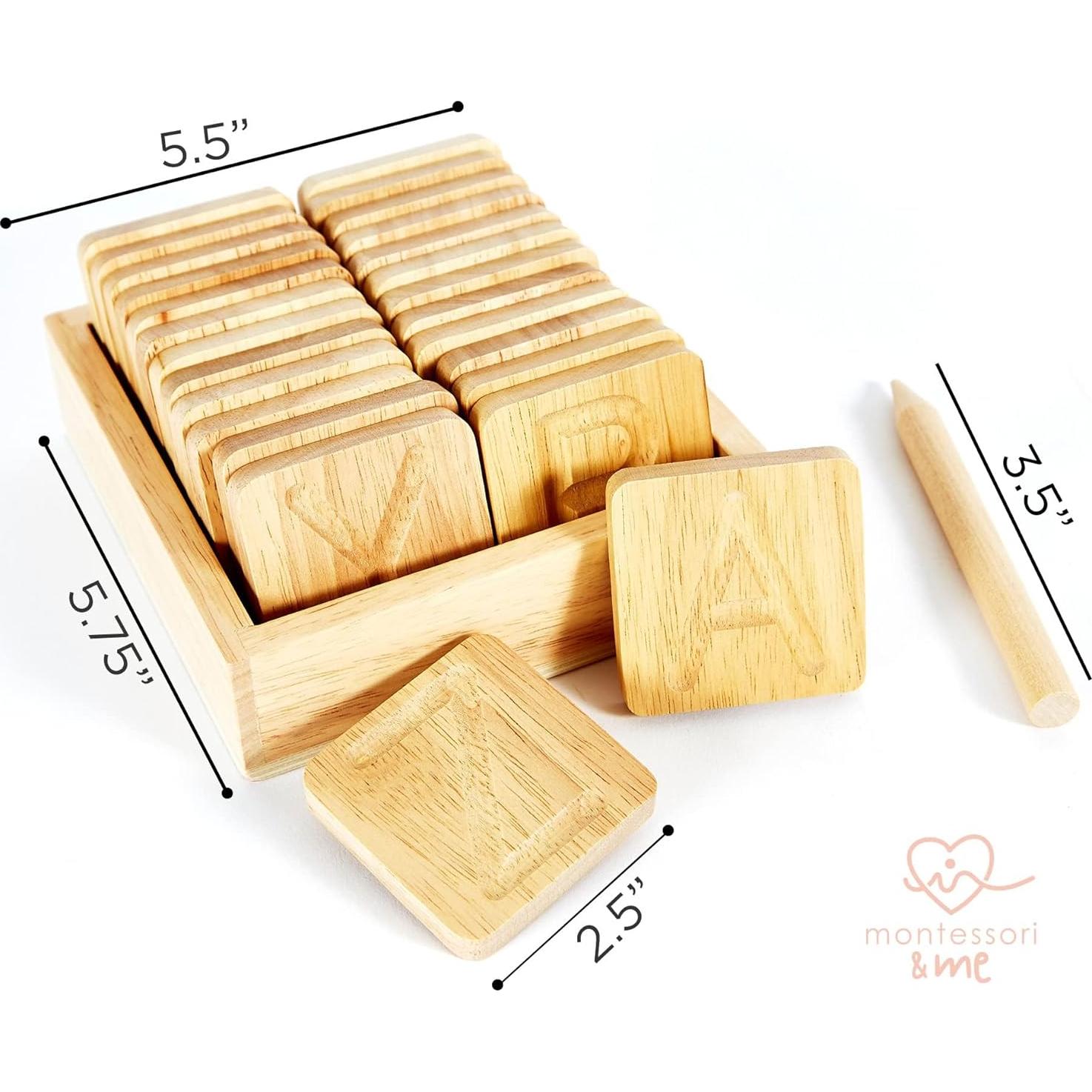 Tablero de Trazado de Letras de Madera Montessori - 26 Fichas