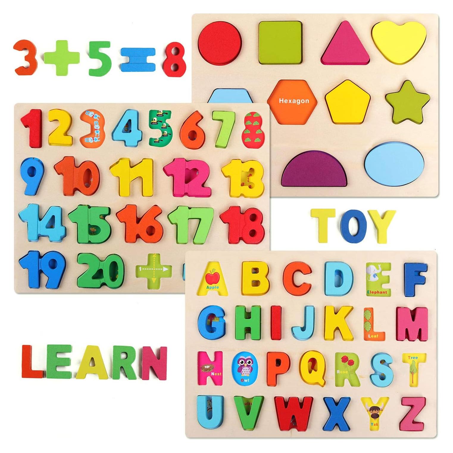 Rompecabezas de Madera QZMTOY 3 en 1 para Niños 3+