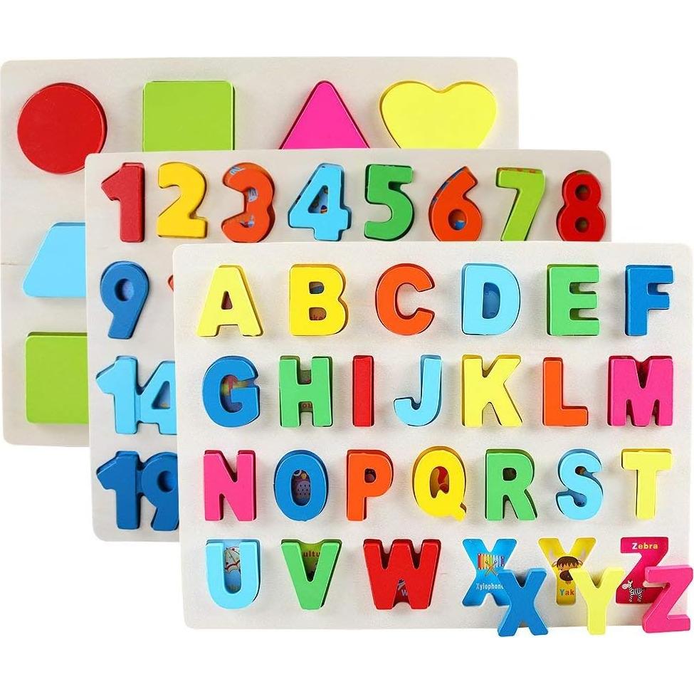 Rompecabezas de Madera QZMTOY 3 en 1 para Niños 3+