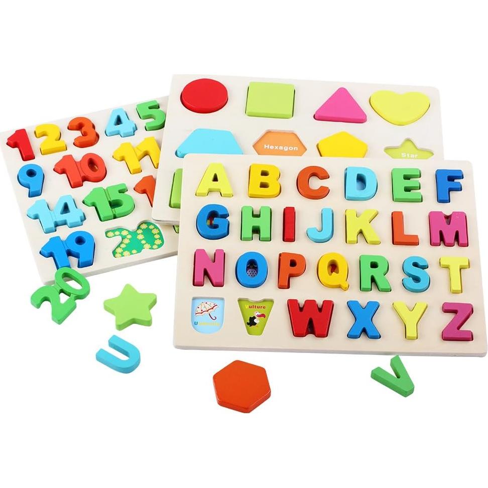 Rompecabezas de Madera QZMTOY 3 en 1 para Niños 3+