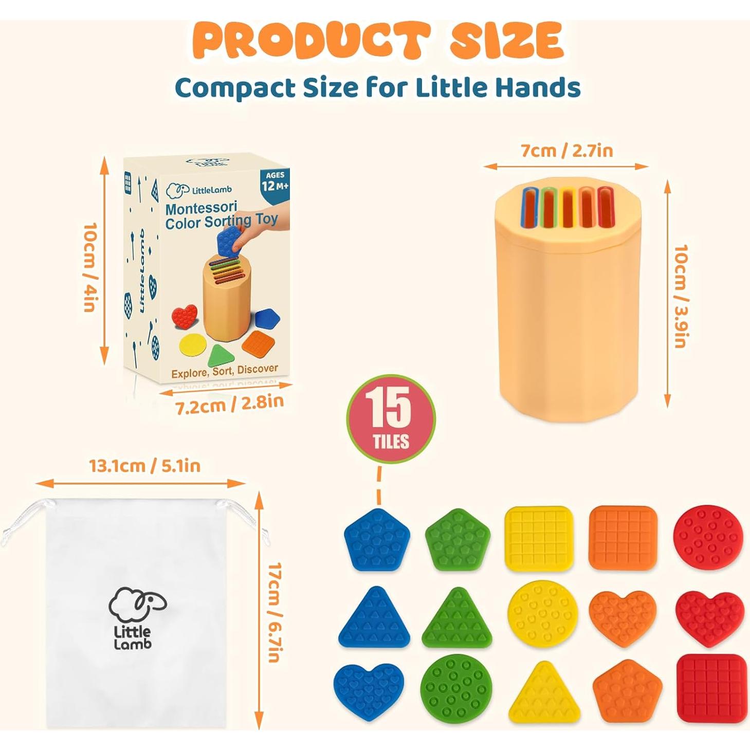 Juguete Montessori Clasificador de Colores LittleLamb 1-3 Años