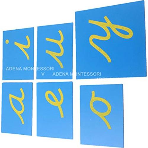 Letras de Lija Cursivas Adena Montessori - 26 Piezas