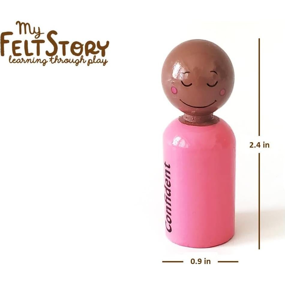 Juego de 12 Muñecos de Madera Emociones My Felt Story