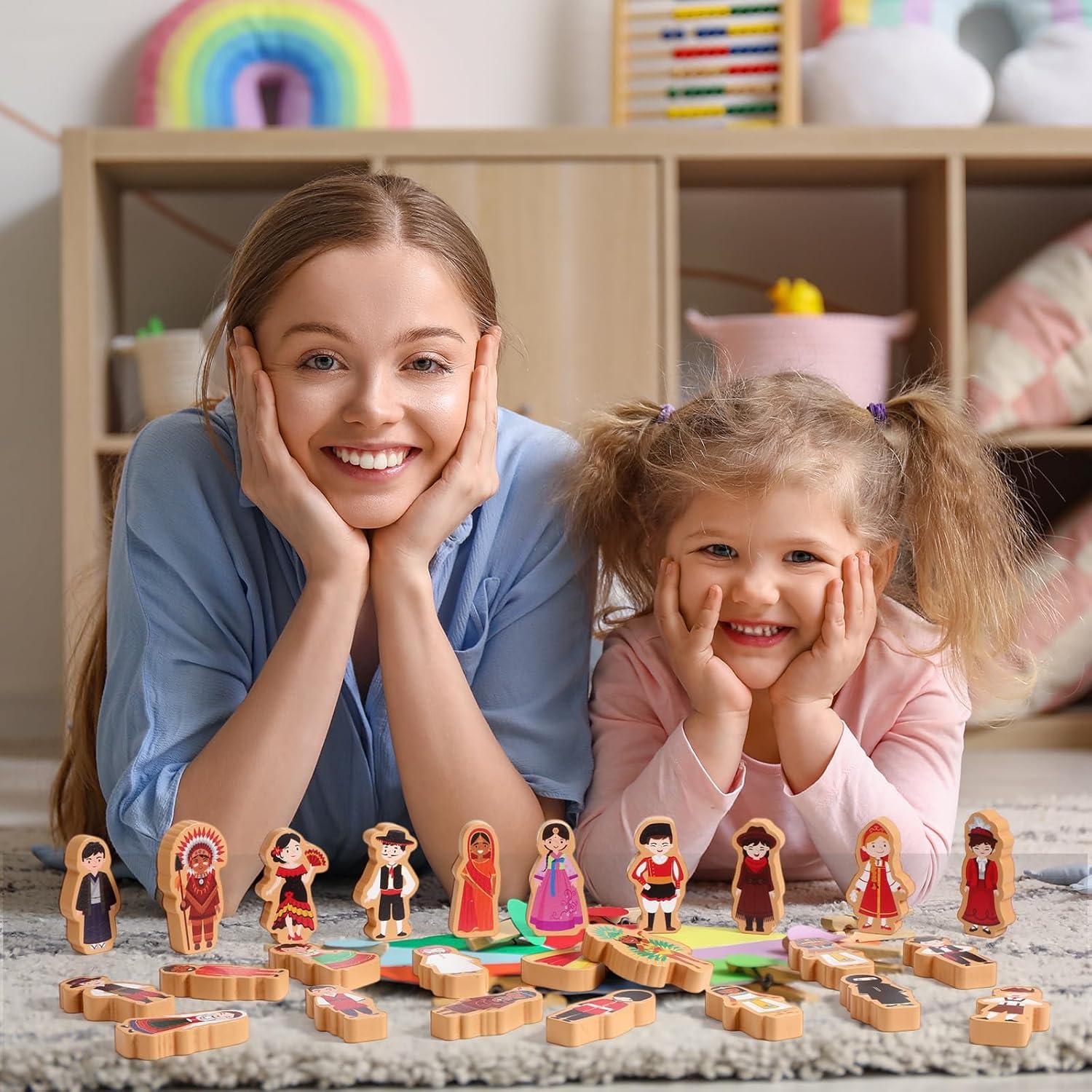 Conjunto de Juguetes de Madera Multicultural Blosssound 36 Piezas