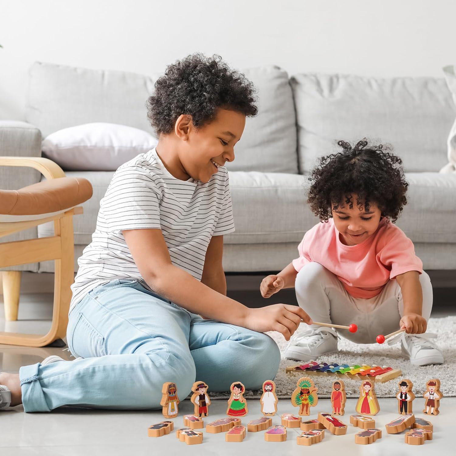 Conjunto de Juguetes de Madera Multicultural Blosssound 36 Piezas