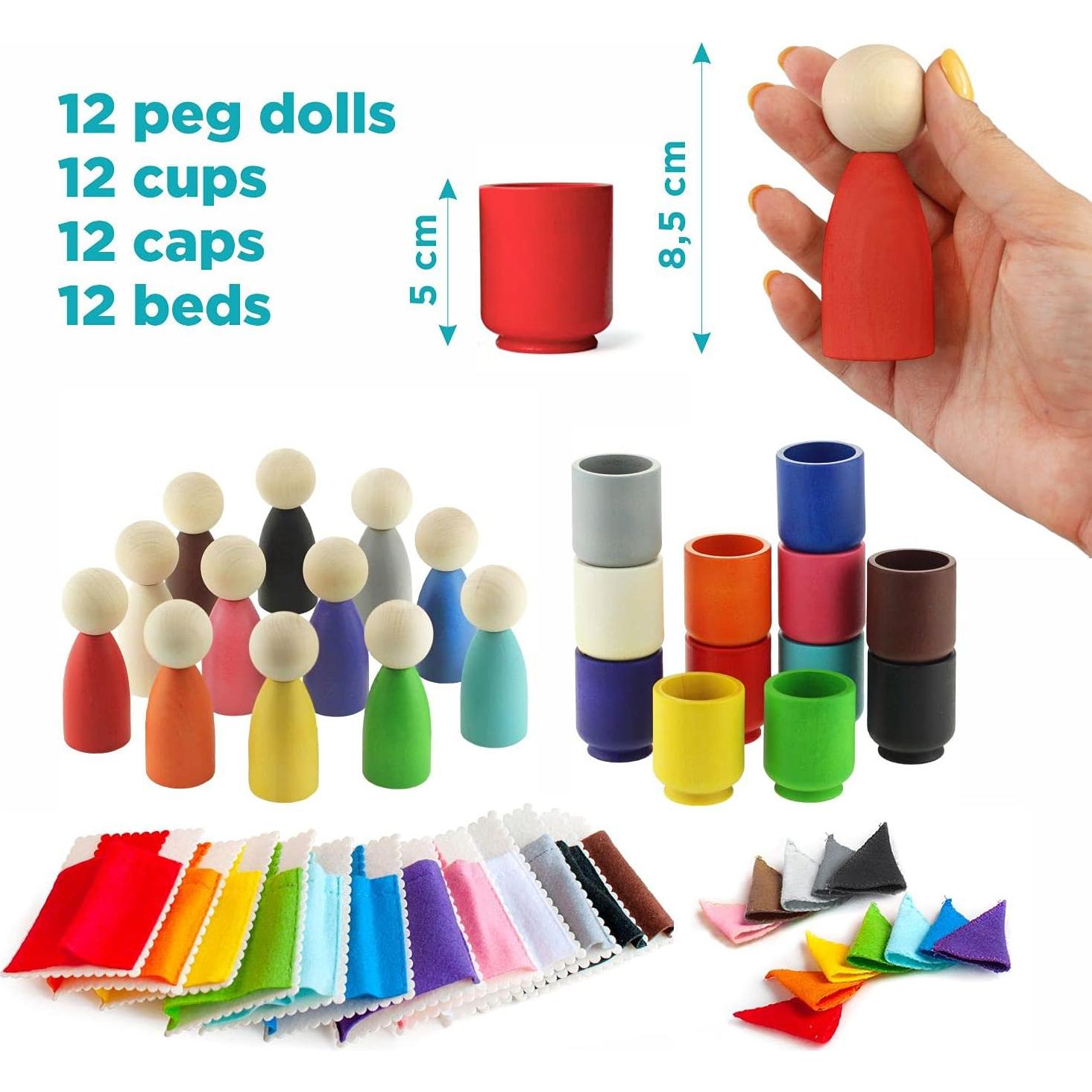 Muñecos de Madera Ulanik Grandes Montessori - 12 Piezas