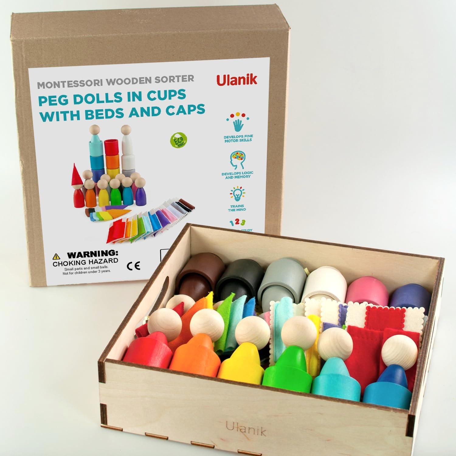 Muñecos de Madera Ulanik Grandes Montessori - 12 Piezas