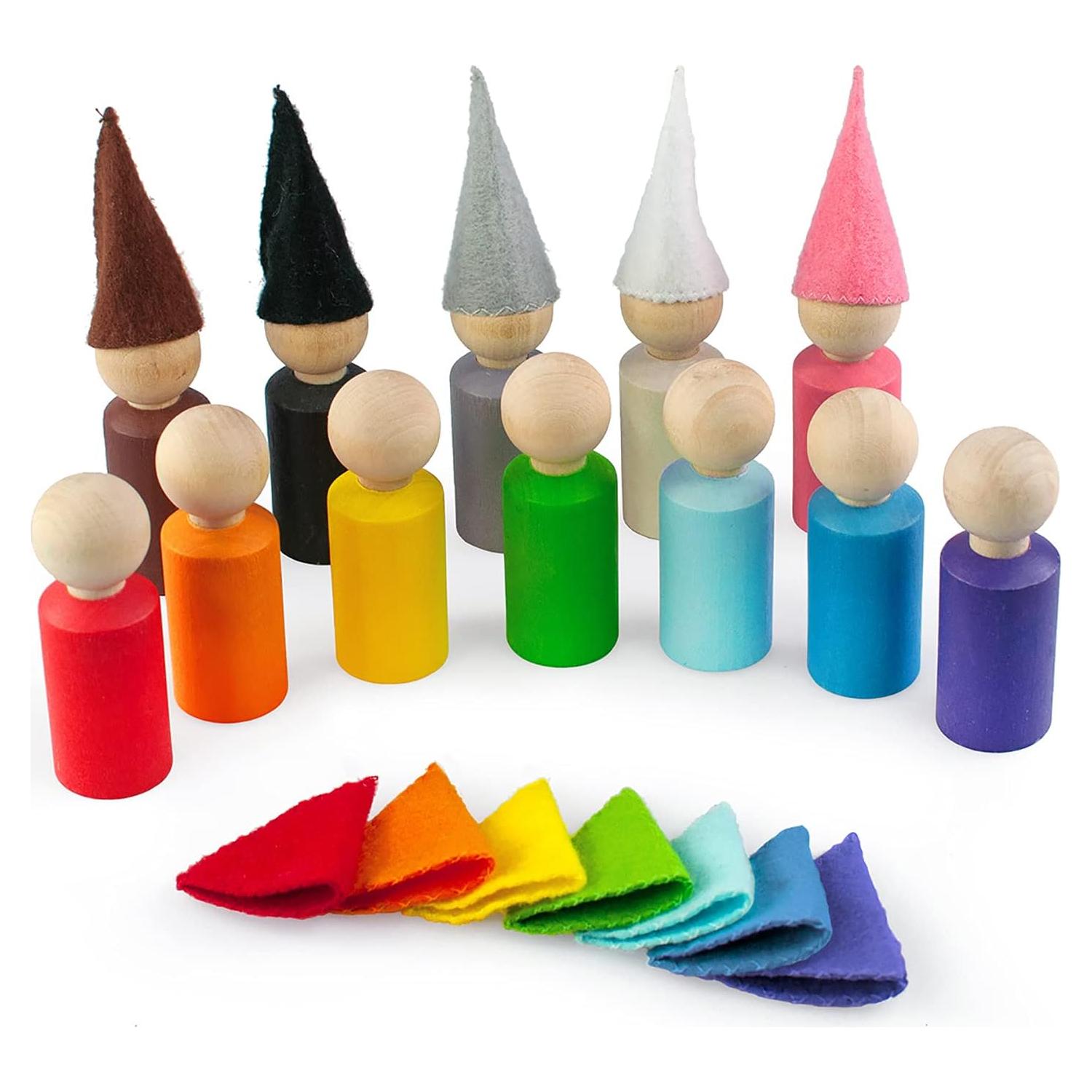Muñecos de Madera Ulanik Montessori - 12 Gnomos 6 cm