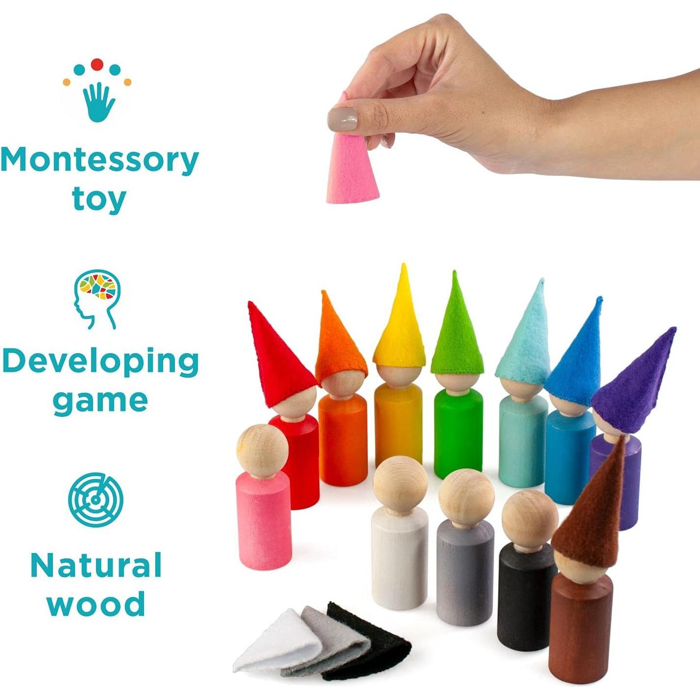 Muñecos de Madera Ulanik Montessori - 12 Gnomos 6 cm