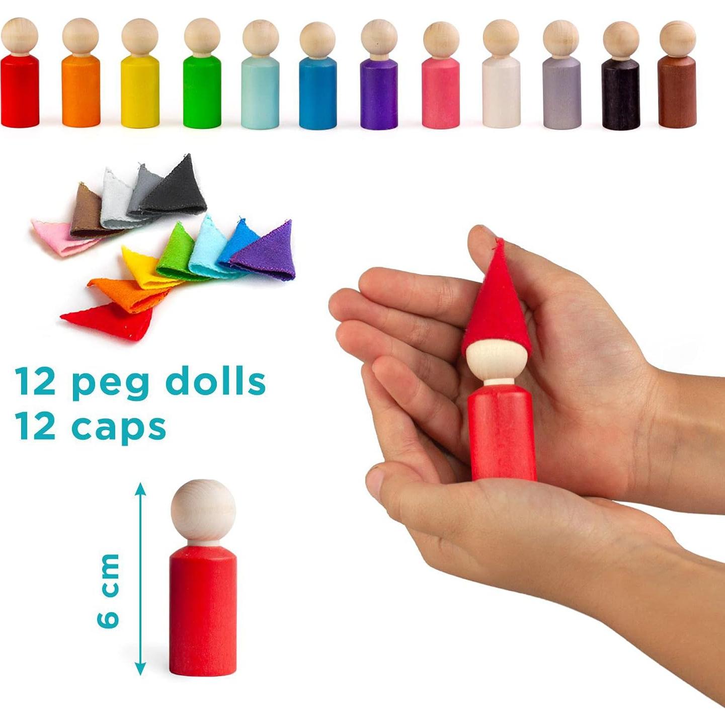 Muñecos de Madera Ulanik Montessori - 12 Gnomos 6 cm