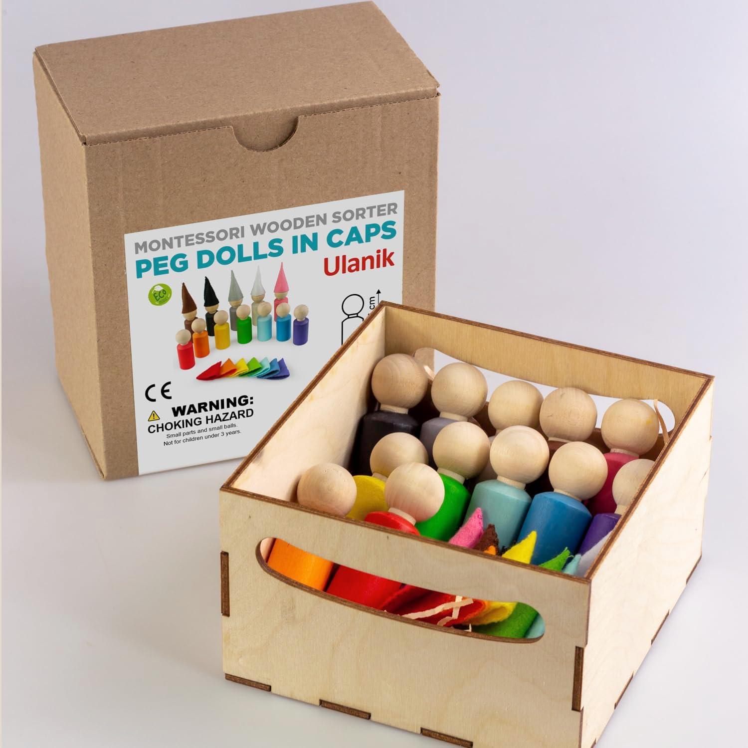 Muñecos de Madera Ulanik Montessori - 12 Gnomos 6 cm