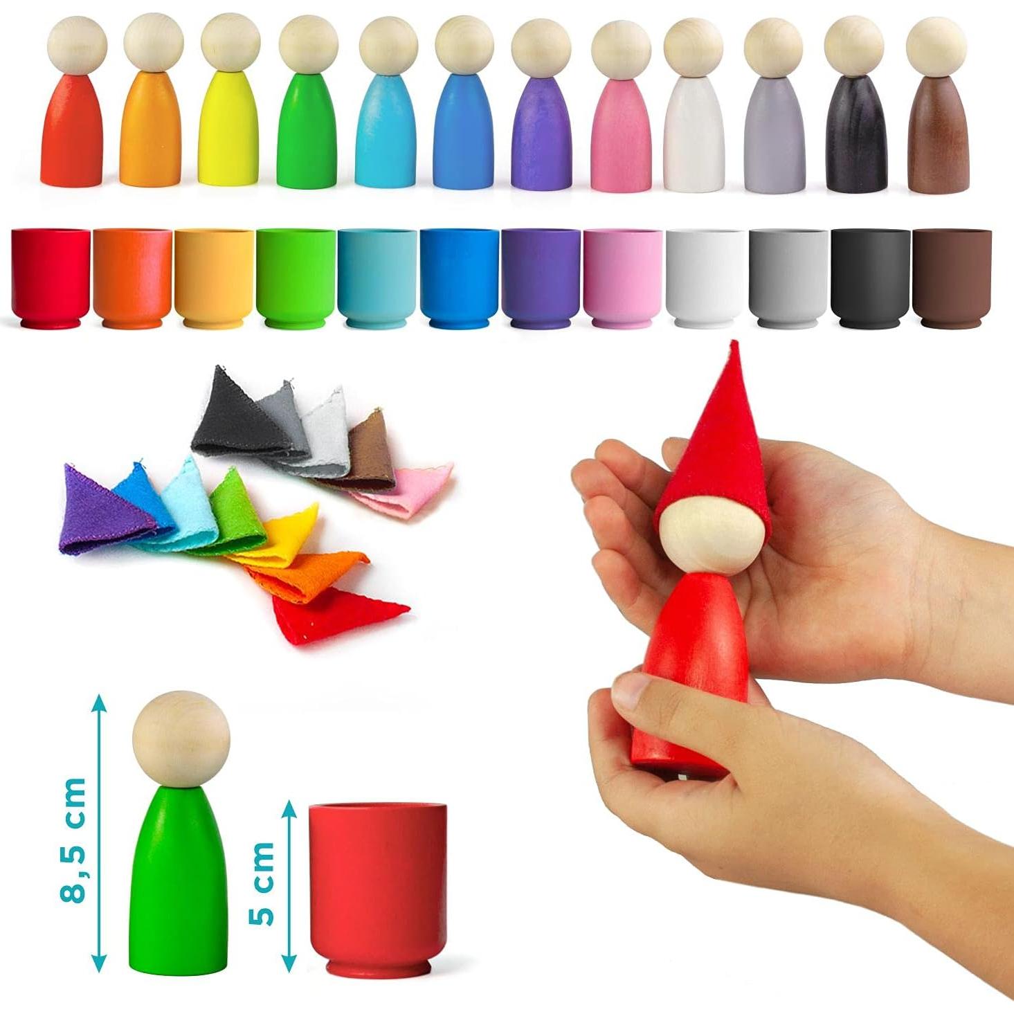 Muñecos de Madera Ulanik 12 Piezas Montessori 3 Años